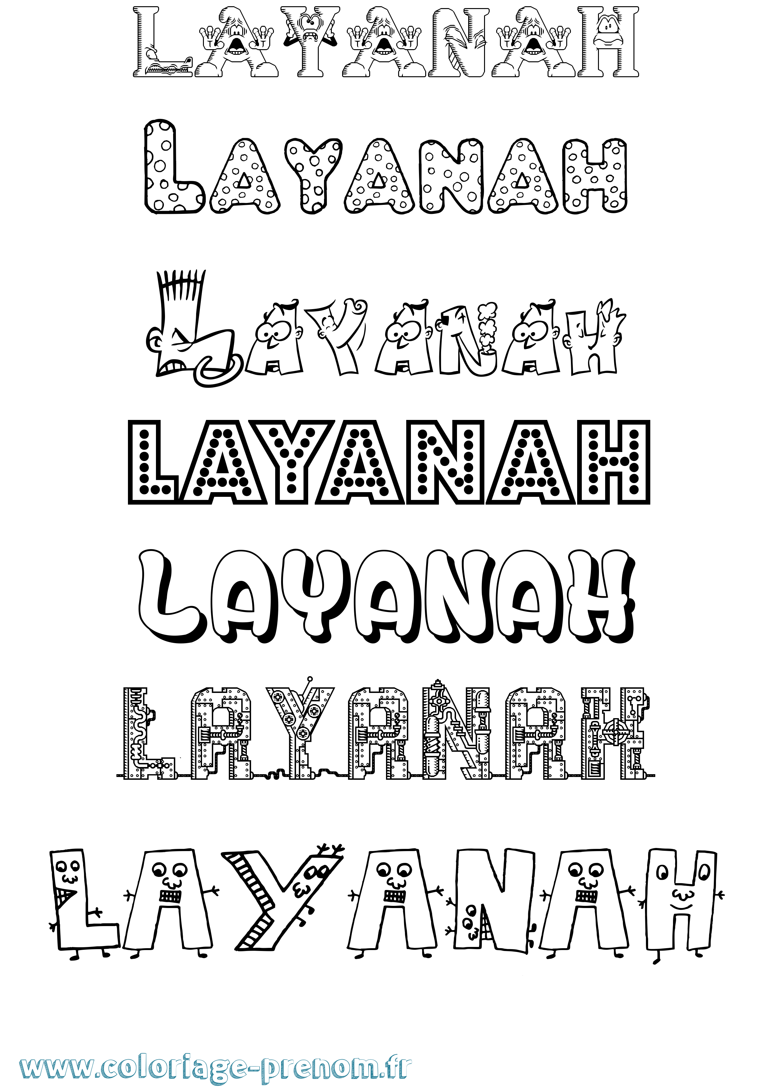 Coloriage Layanah Fun Coloriage prénom Layanah Fun