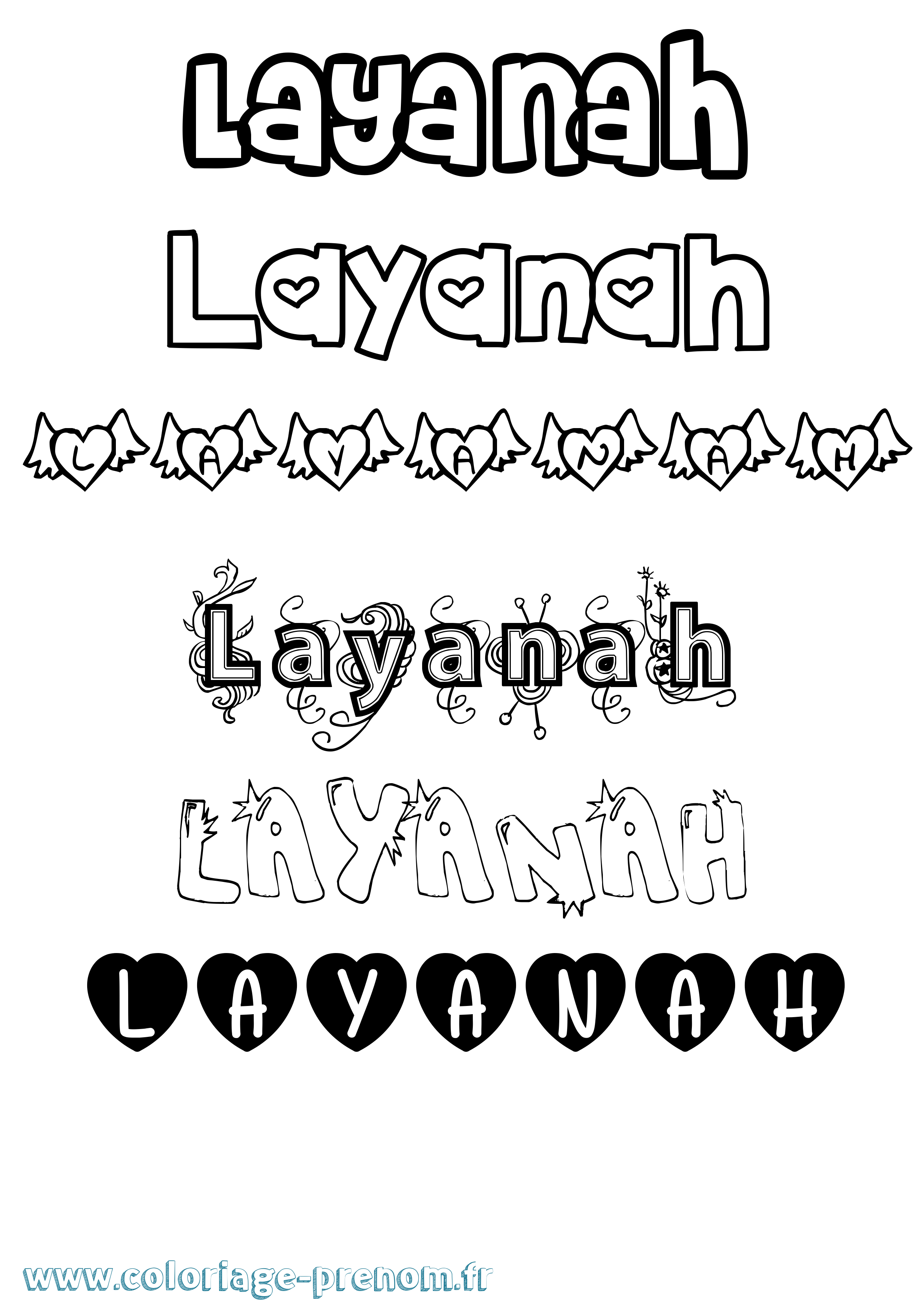 Coloriage Layanah Girly Coloriage prénom Layanah Girly