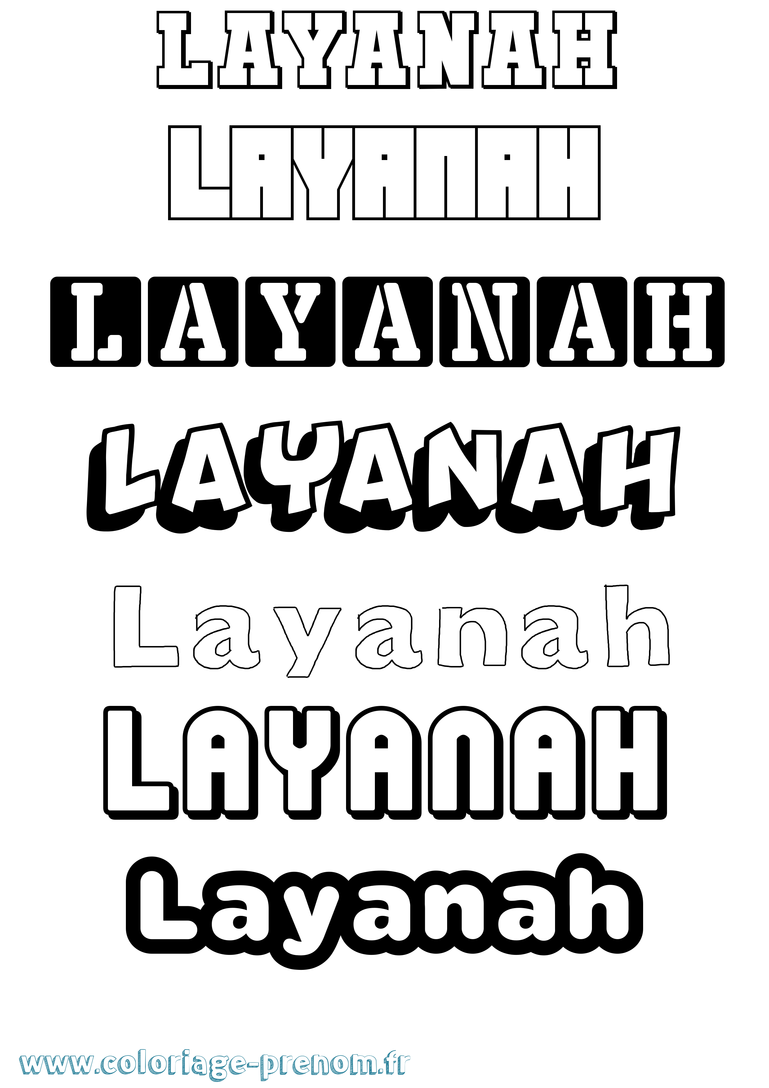 Coloriage Layanah Simple Coloriage prénom Layanah Simple