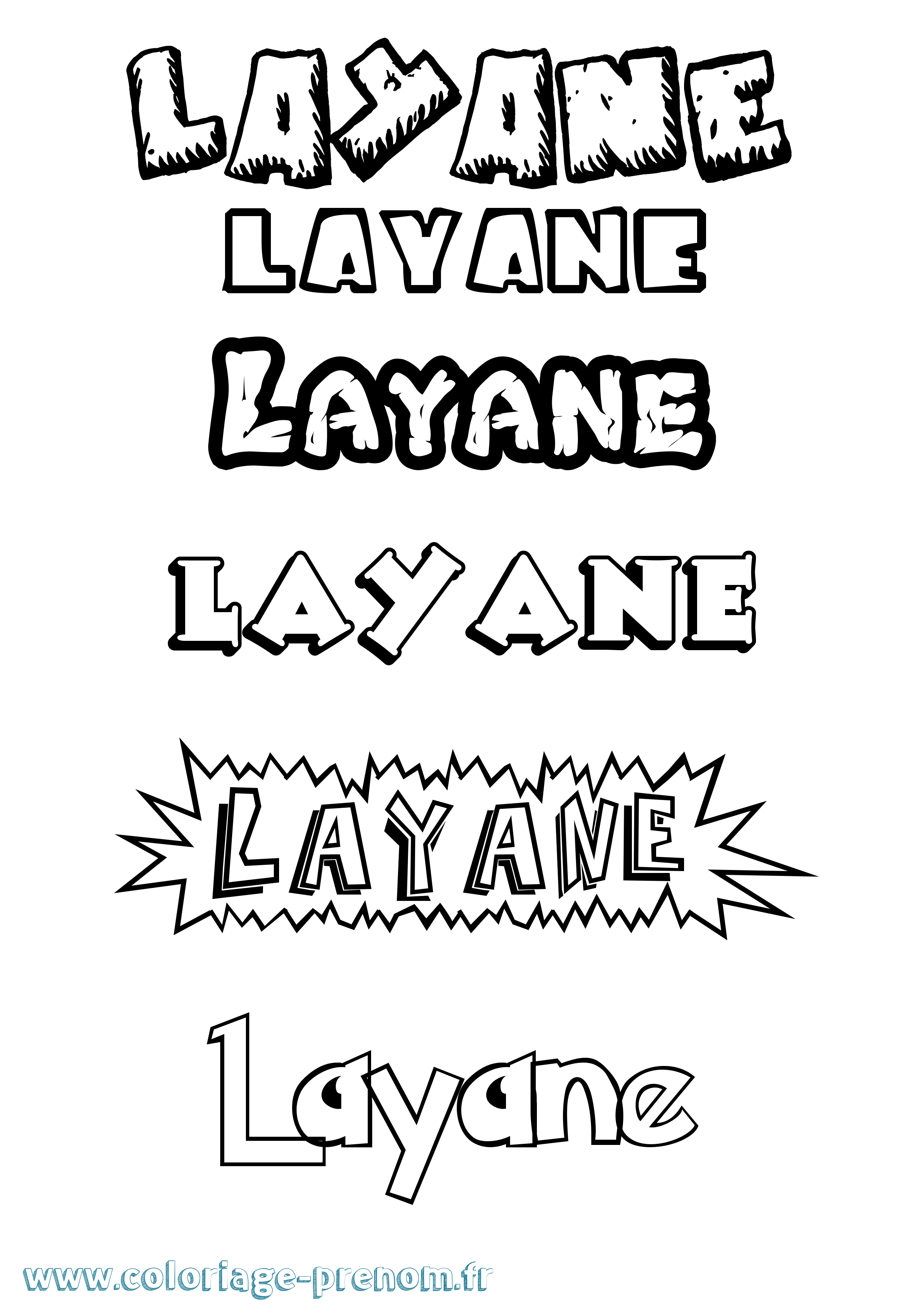 Coloriage prénom Layane Dessin Animé