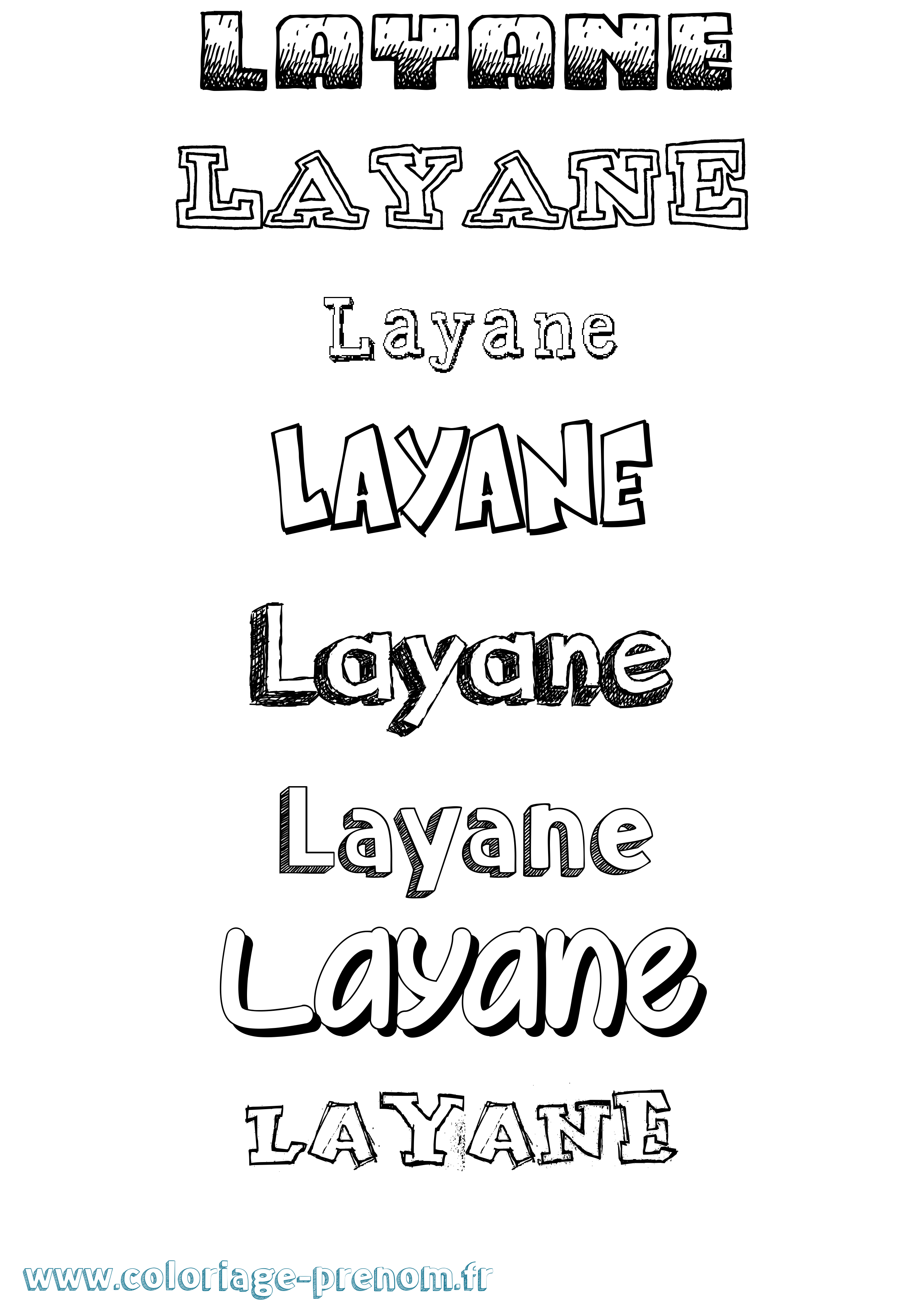 Coloriage prénom Layane Dessiné