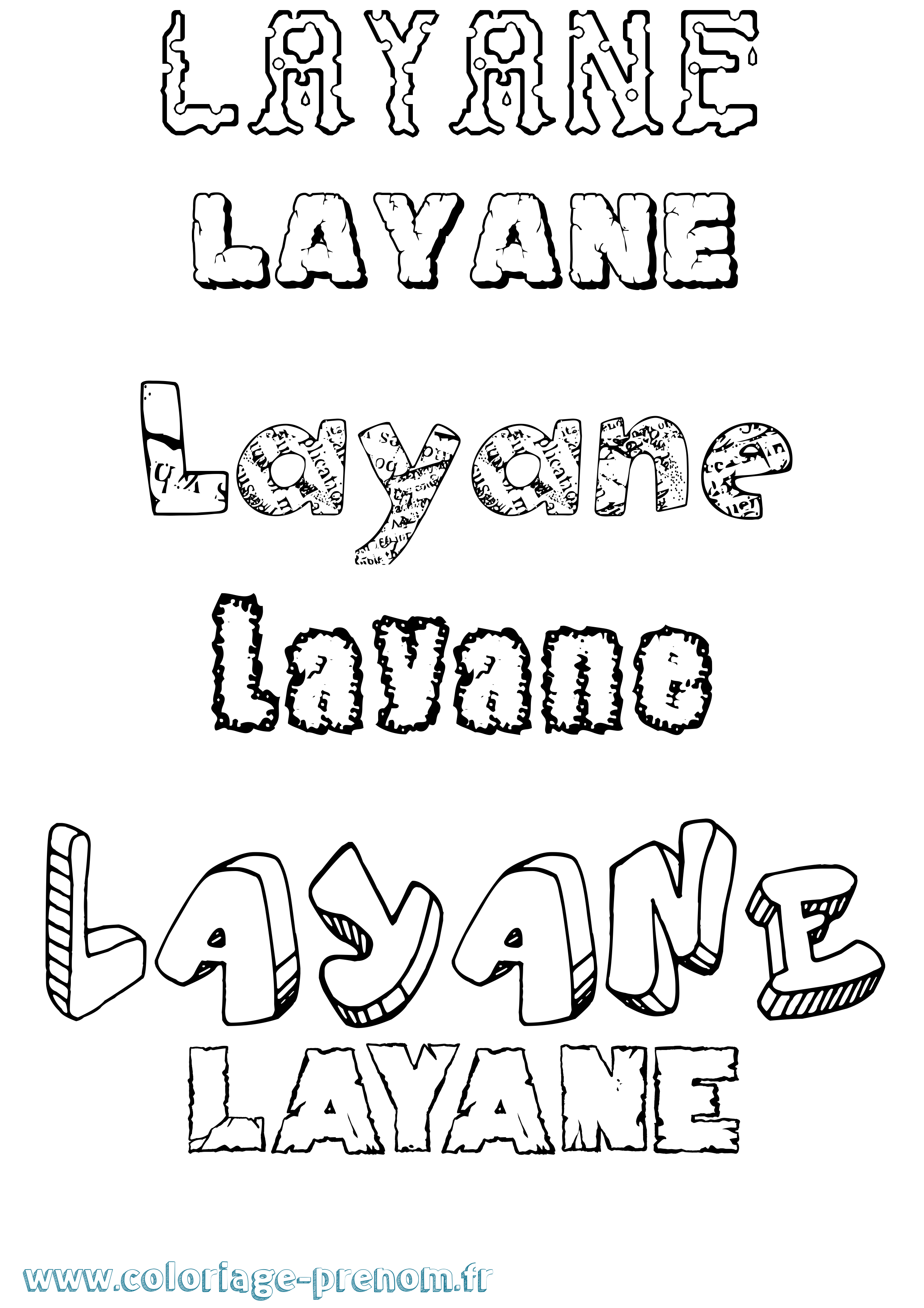 Coloriage prénom Layane Destructuré