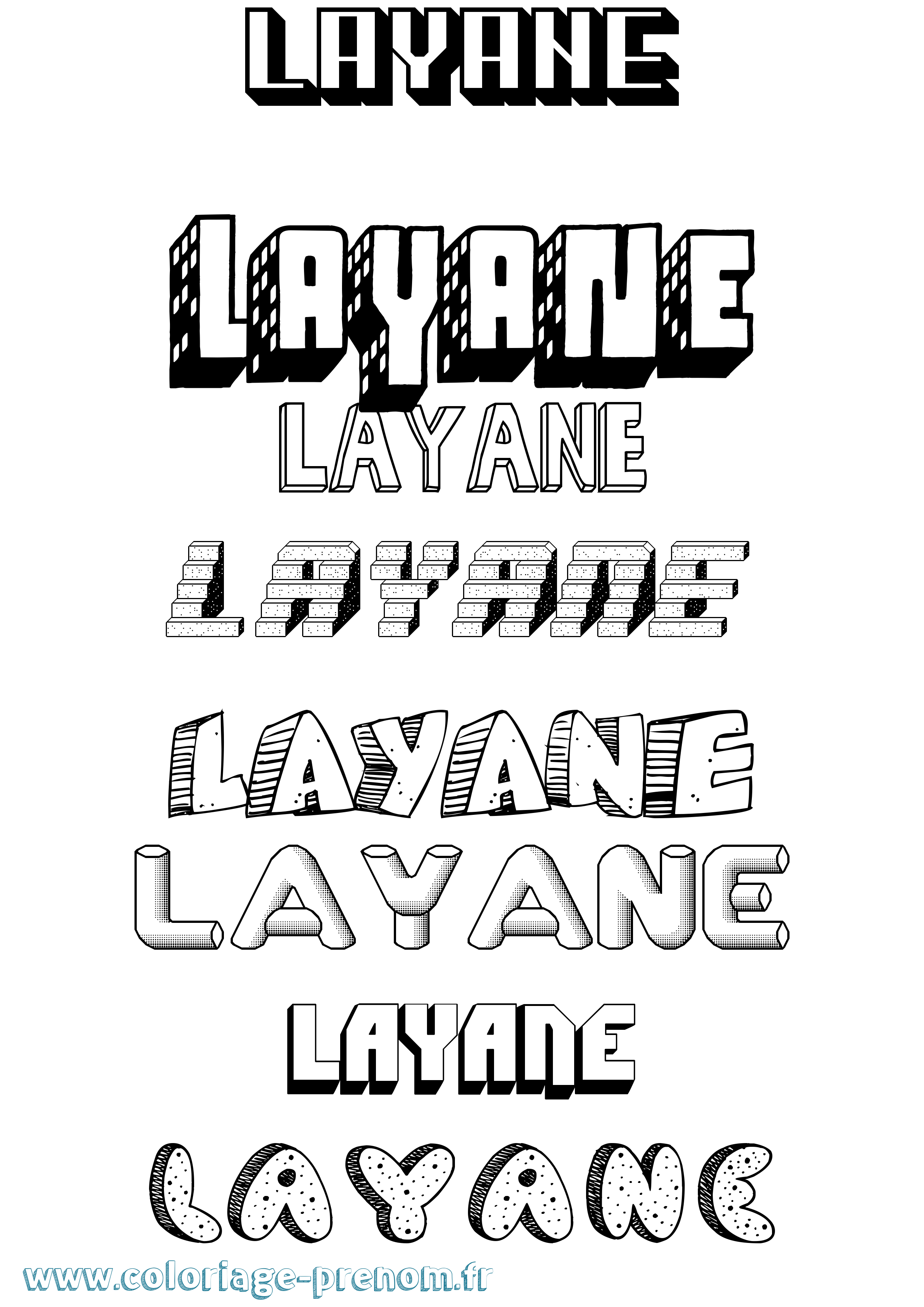 Coloriage prénom Layane Effet 3D
