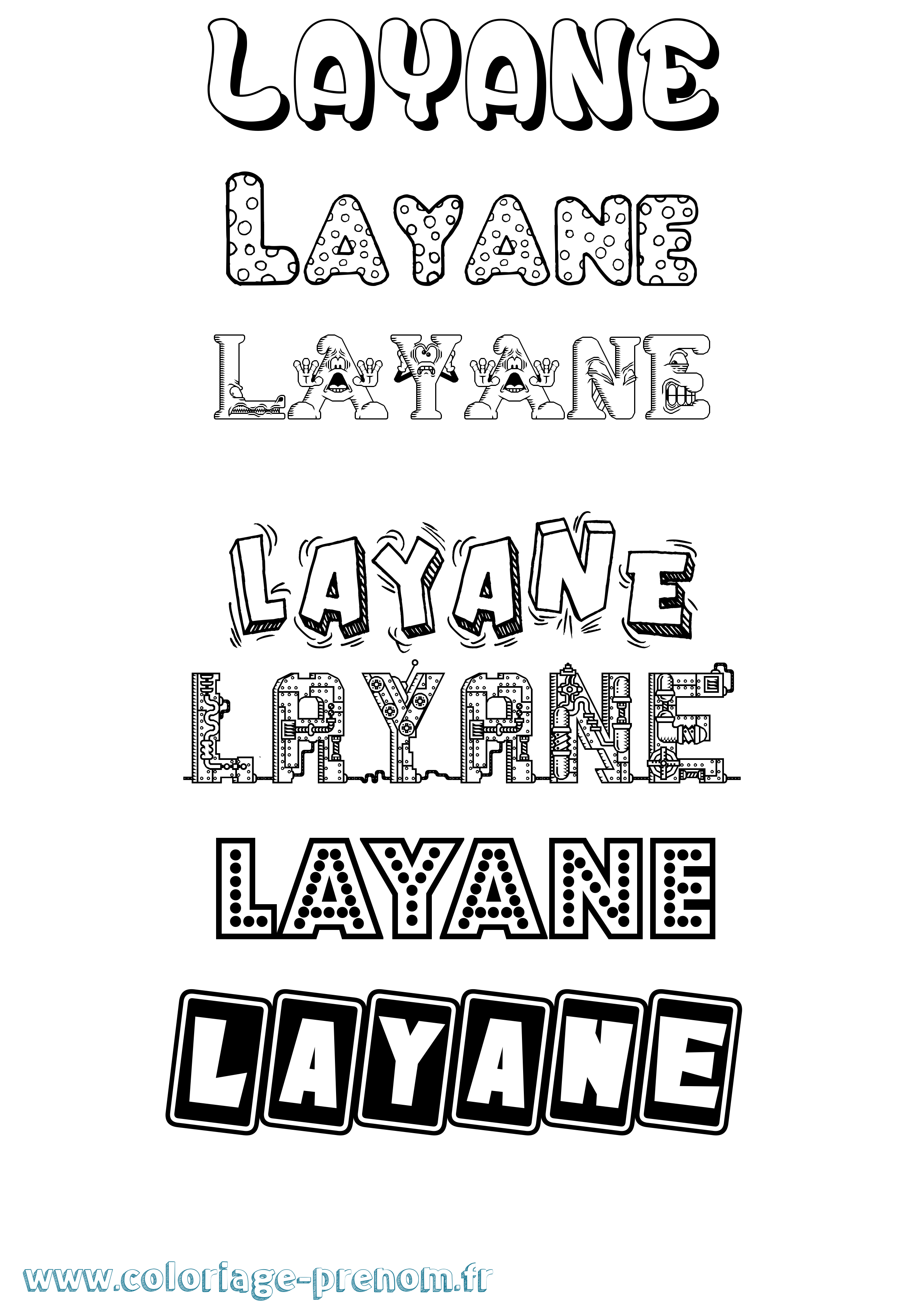 Coloriage prénom Layane Fun