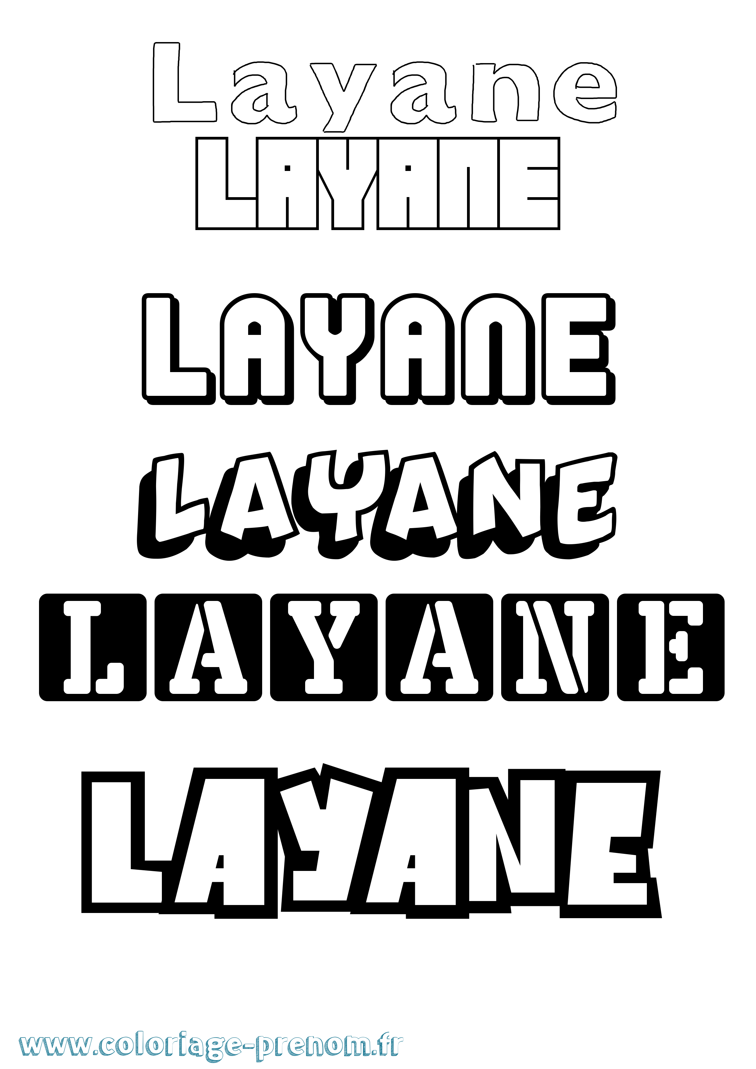 Coloriage prénom Layane Simple