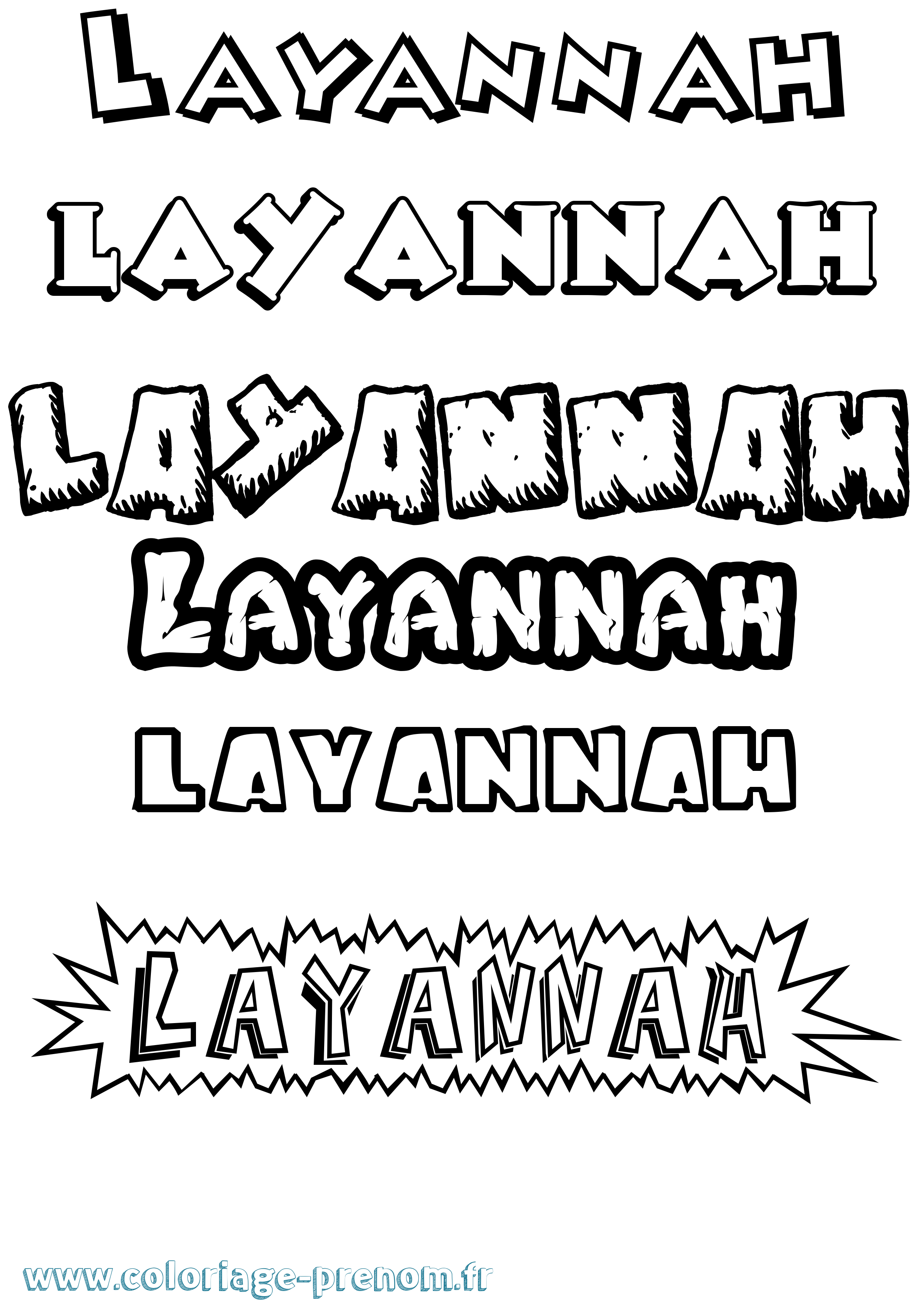 Coloriage prénom Layannah Dessin Animé