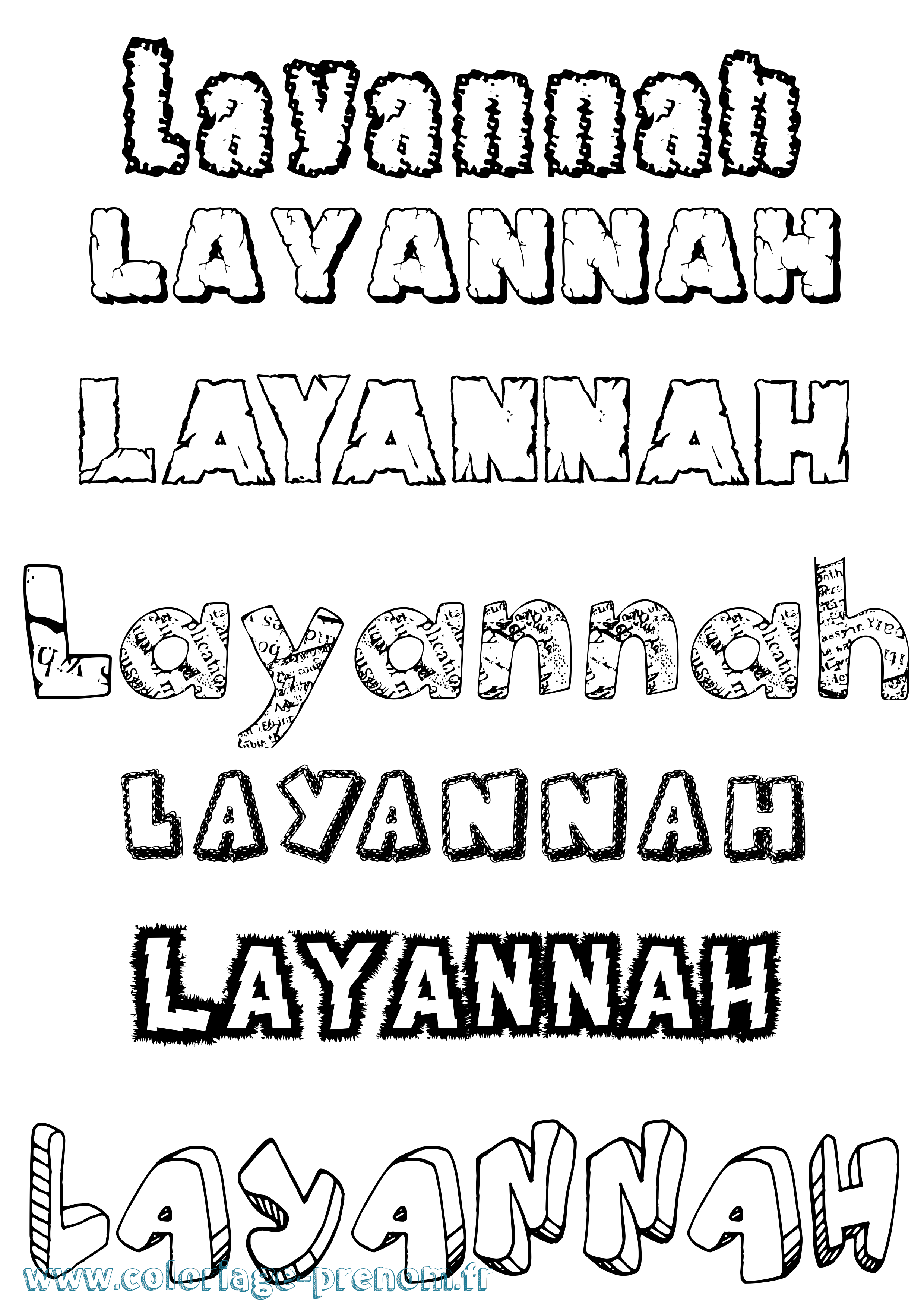 Coloriage prénom Layannah Destructuré