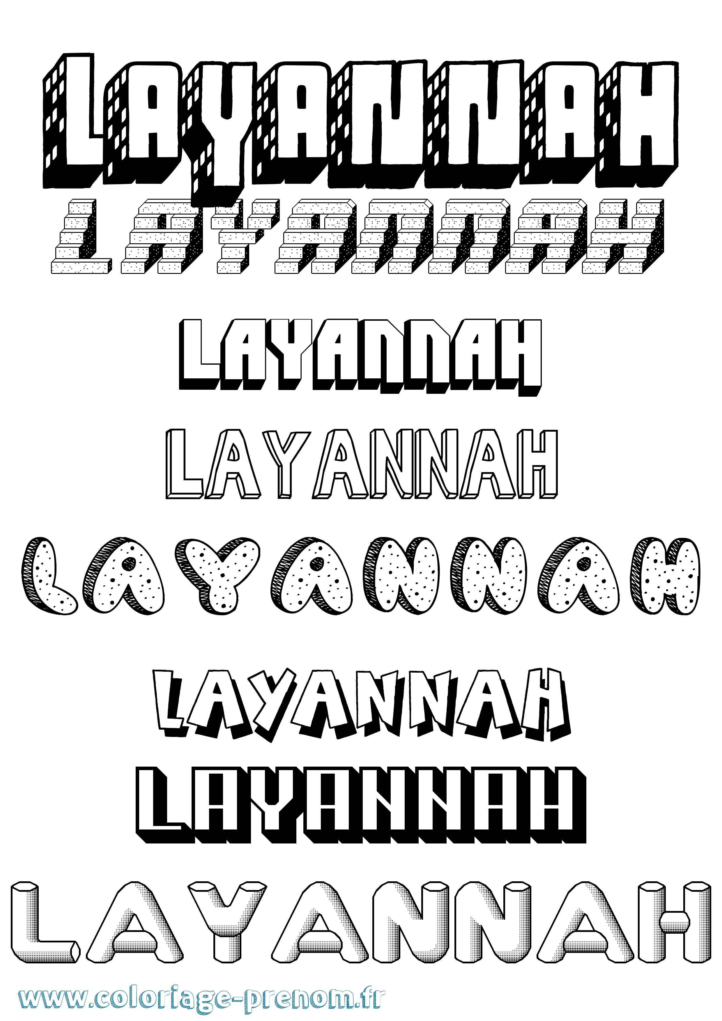 Coloriage prénom Layannah Effet 3D