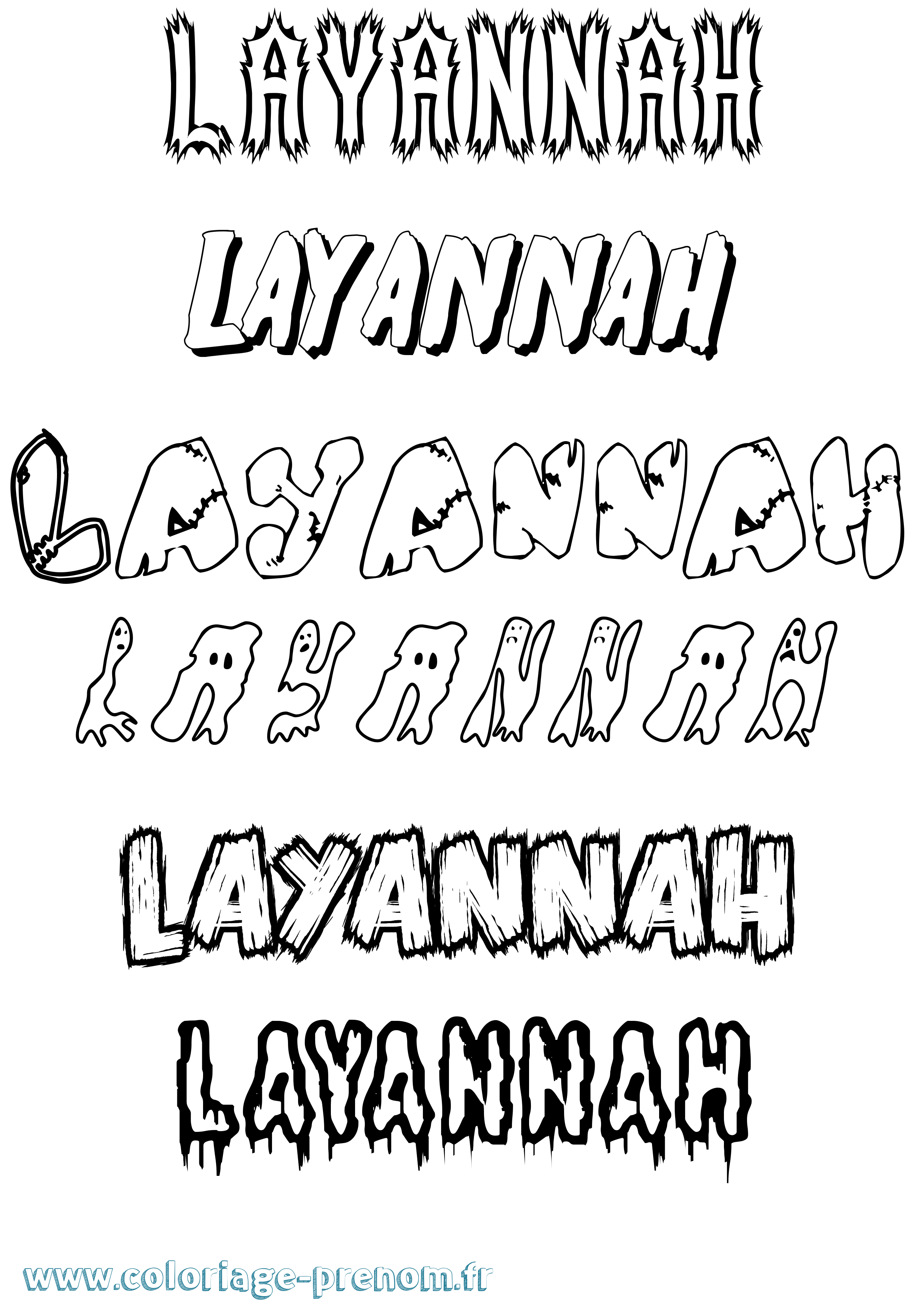 Coloriage prénom Layannah Frisson