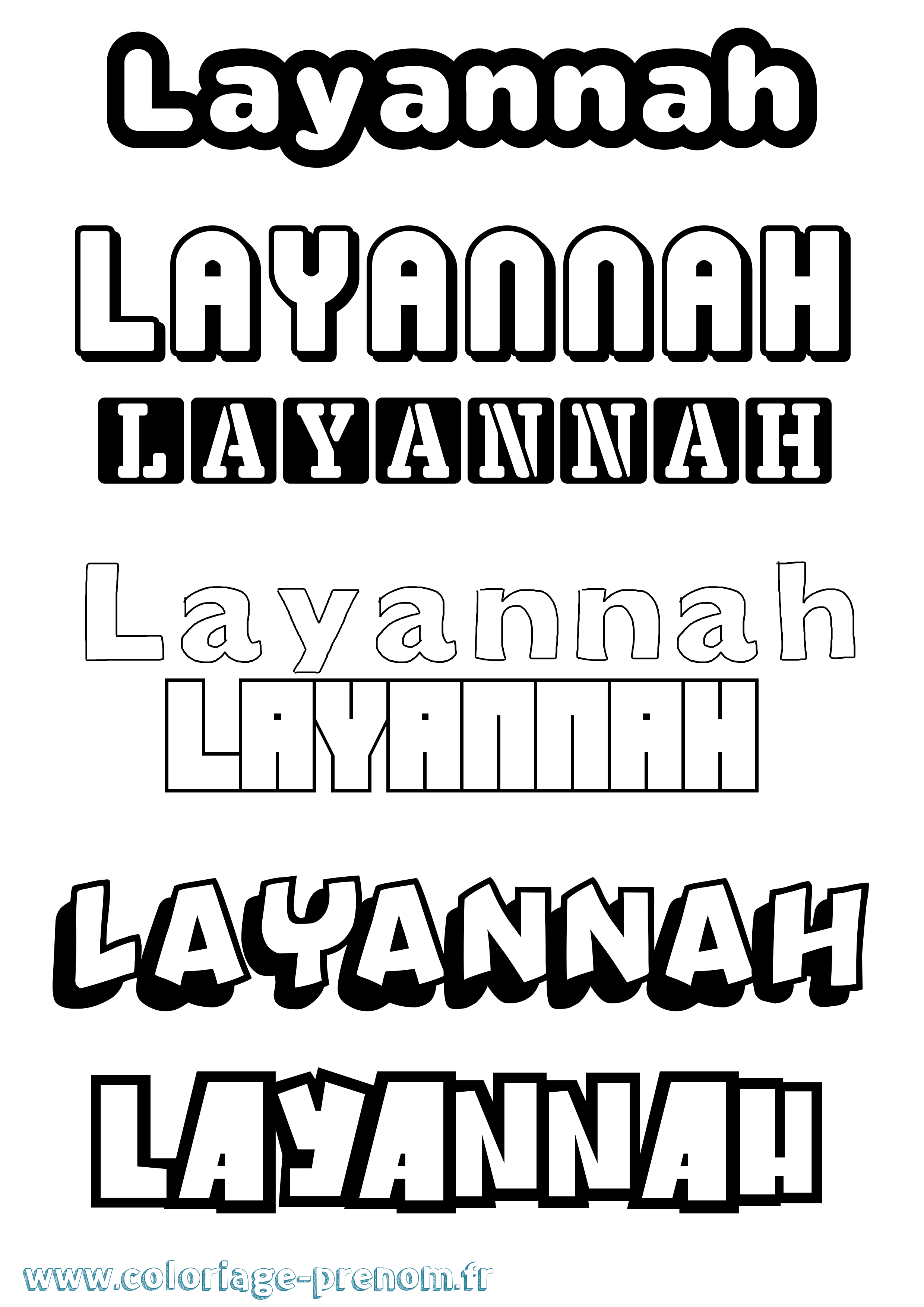 Coloriage prénom Layannah Simple