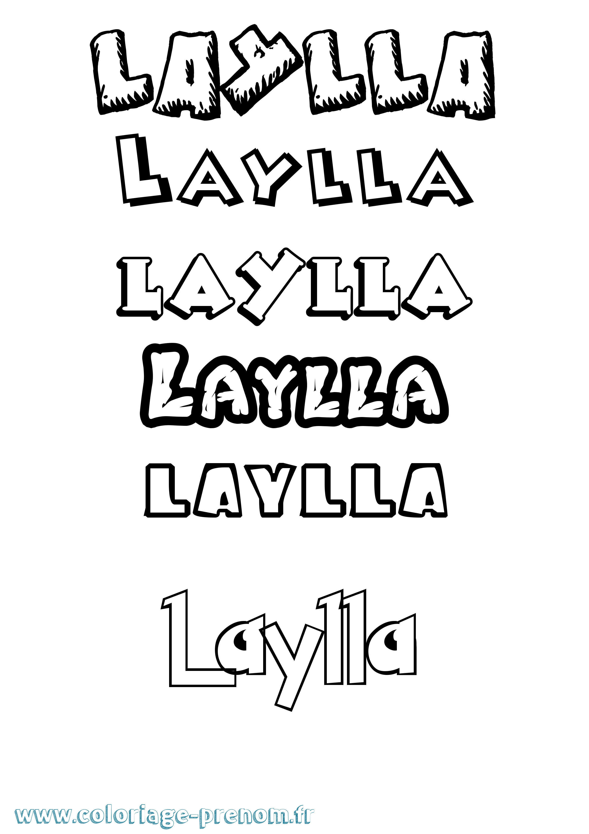 Coloriage prénom Laylla Dessin Animé