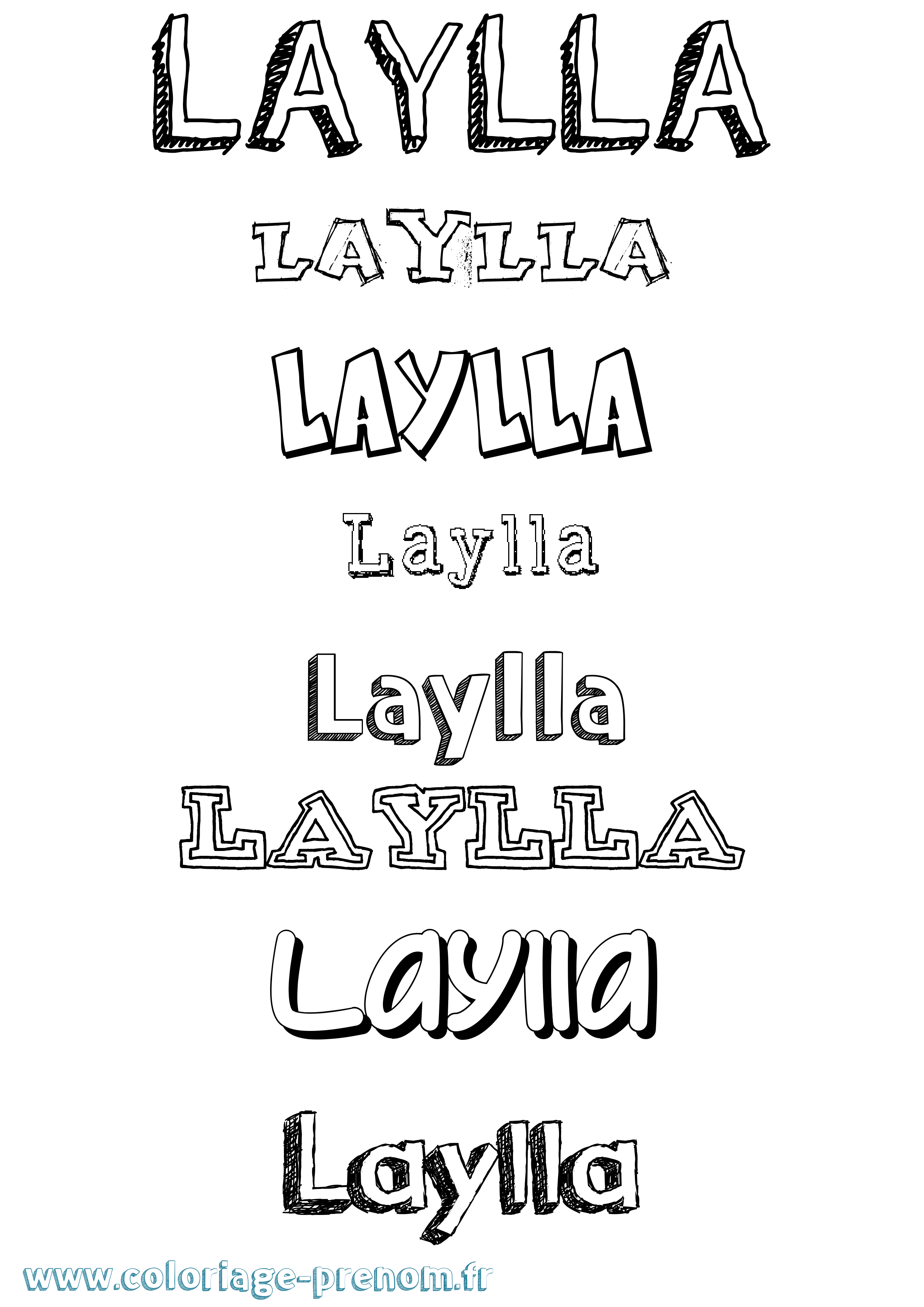Coloriage prénom Laylla Dessiné