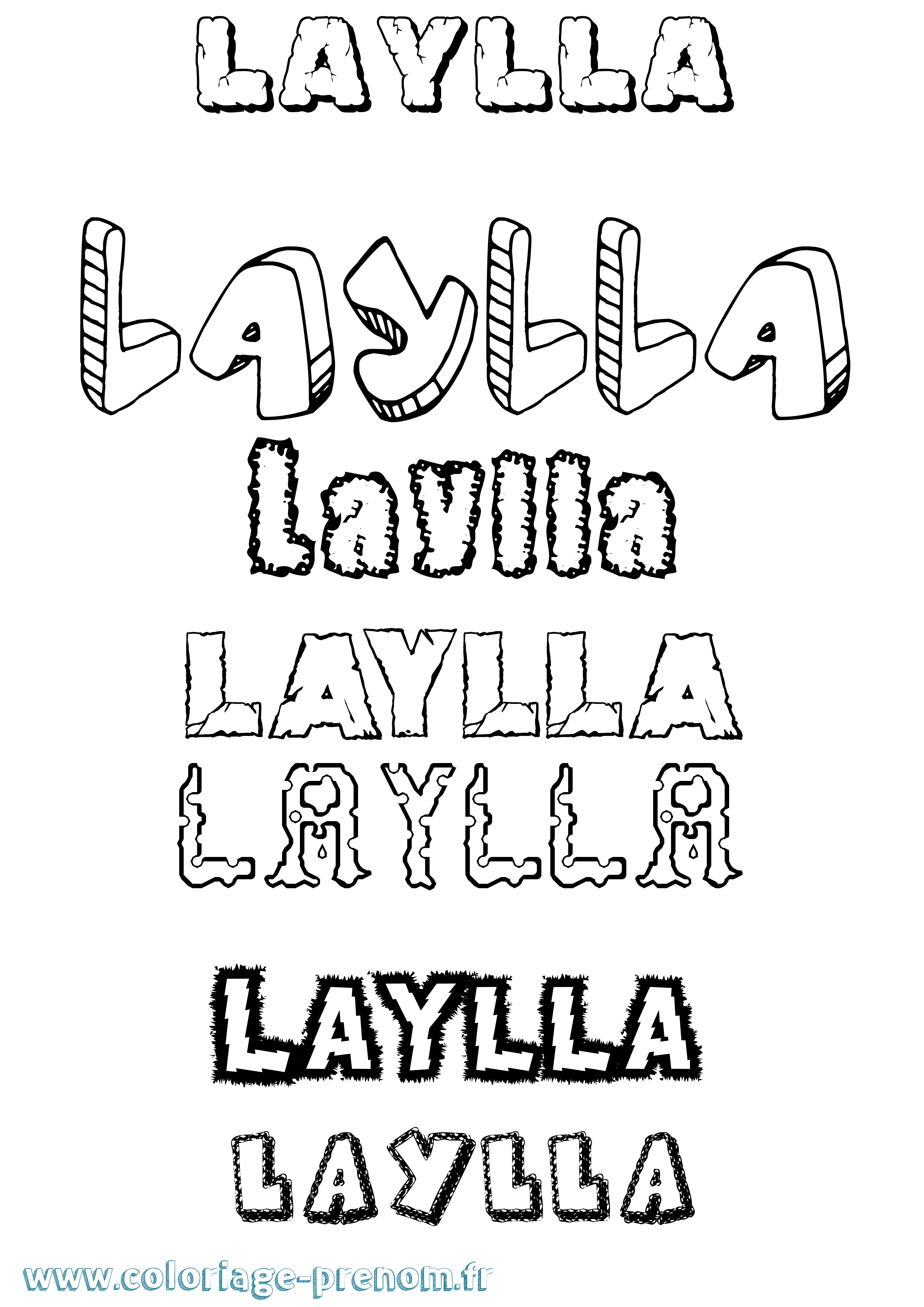 Coloriage prénom Laylla Destructuré