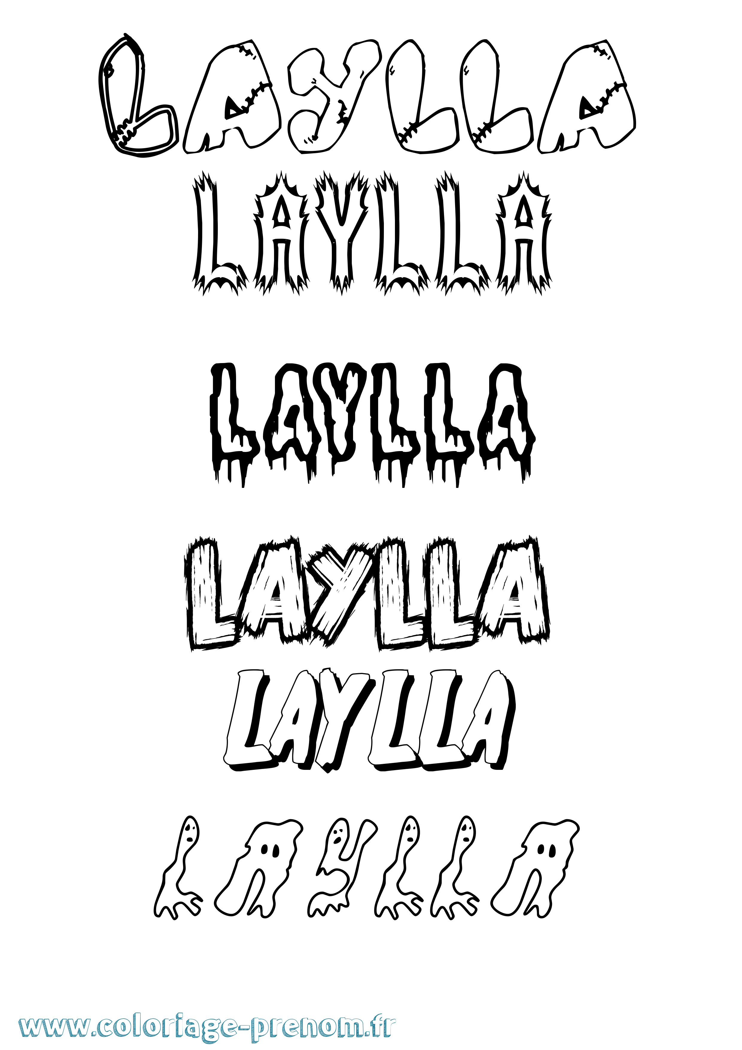 Coloriage prénom Laylla Frisson