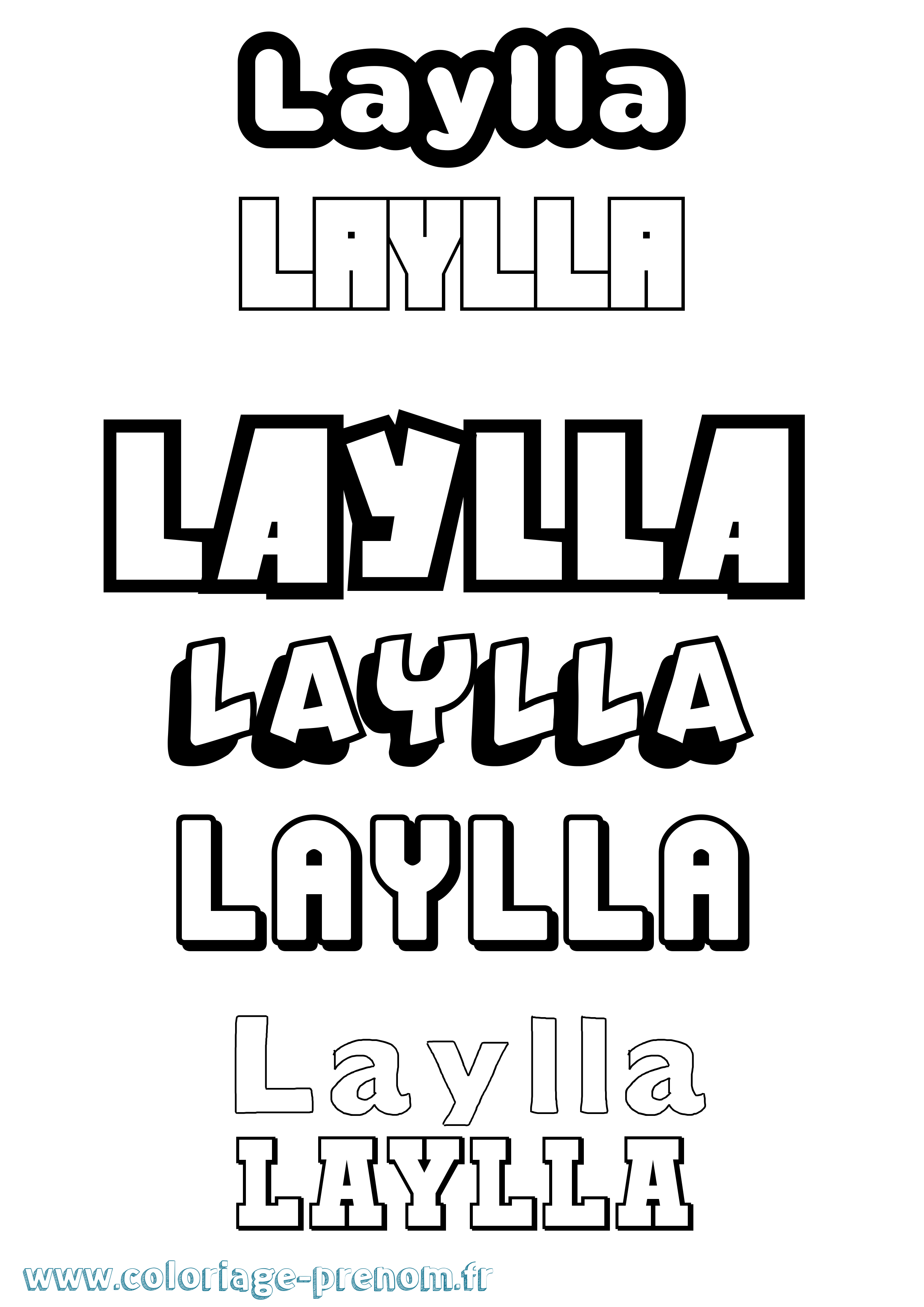 Coloriage prénom Laylla Simple