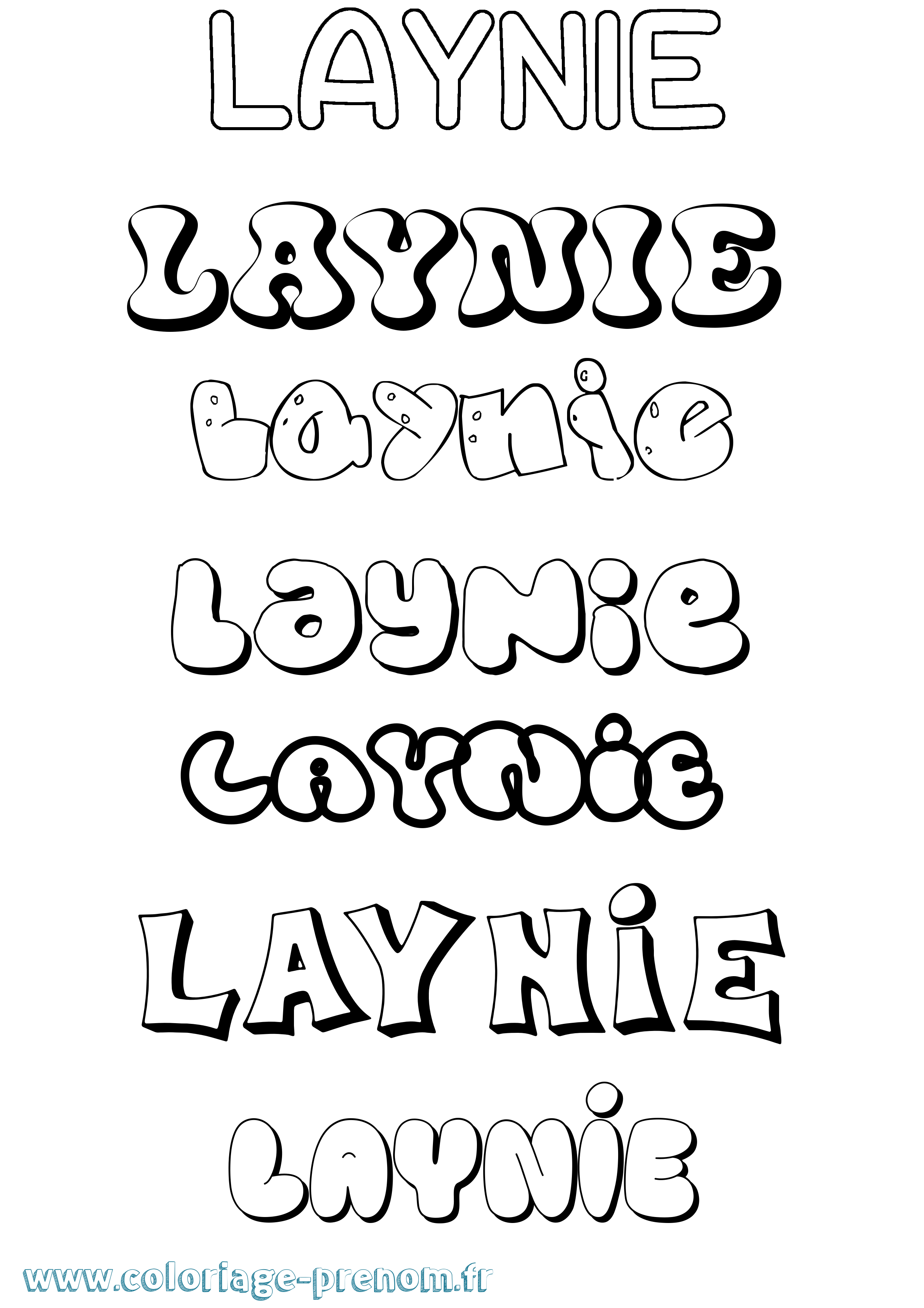 Coloriage prénom Laynie Bubble