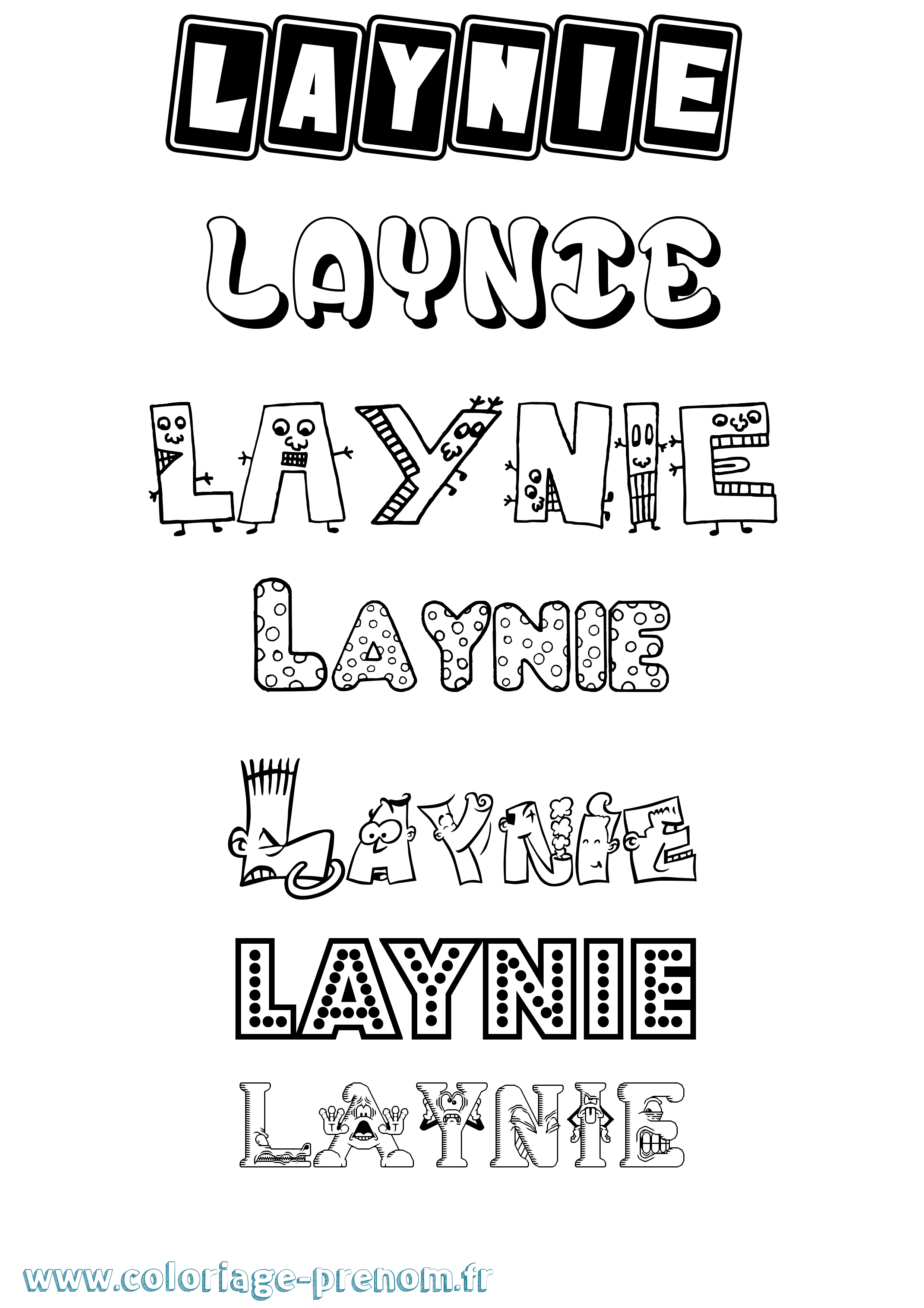 Coloriage prénom Laynie Fun