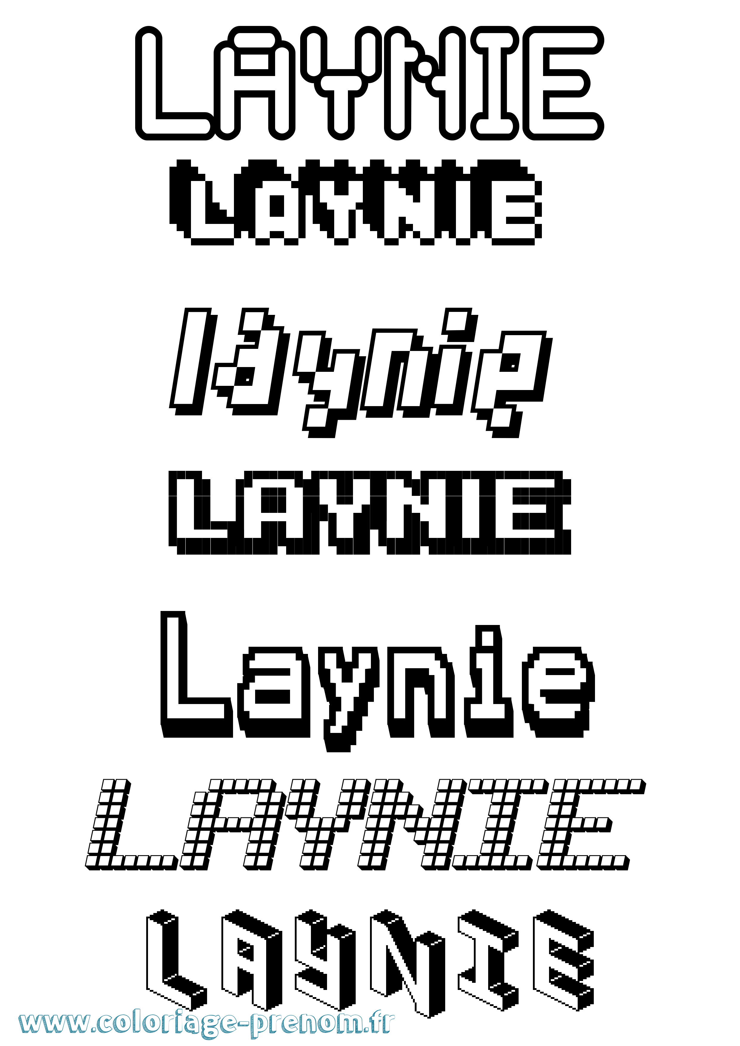 Coloriage prénom Laynie Pixel