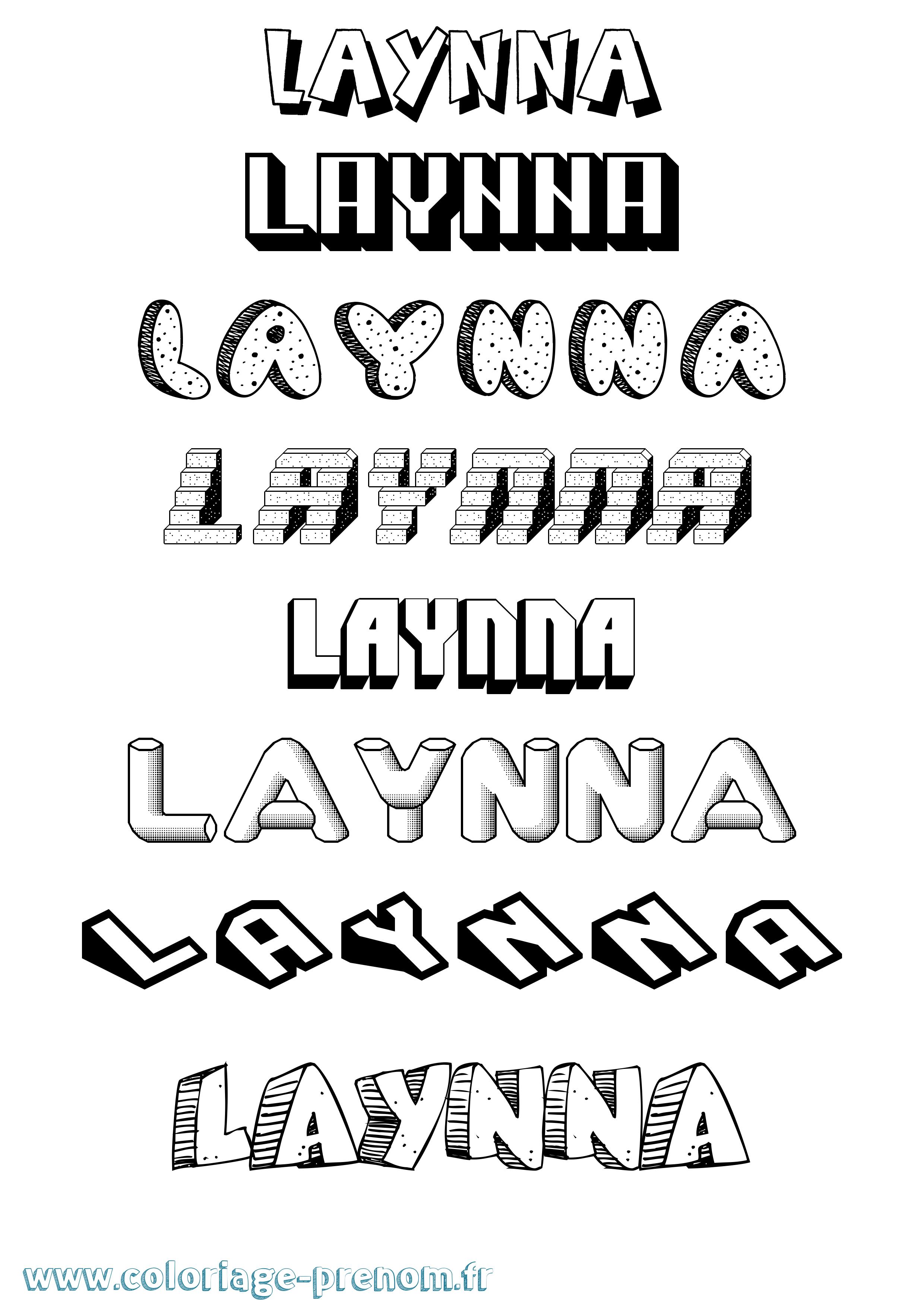 Coloriage prénom Laynna Effet 3D