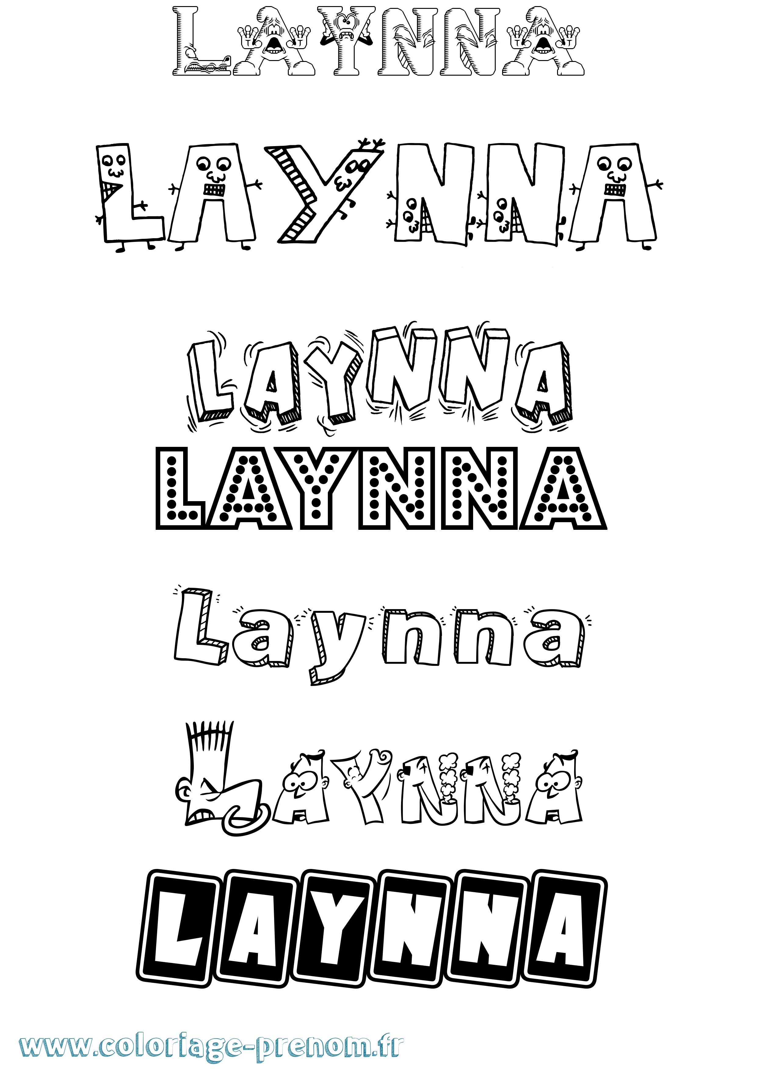 Coloriage prénom Laynna Fun