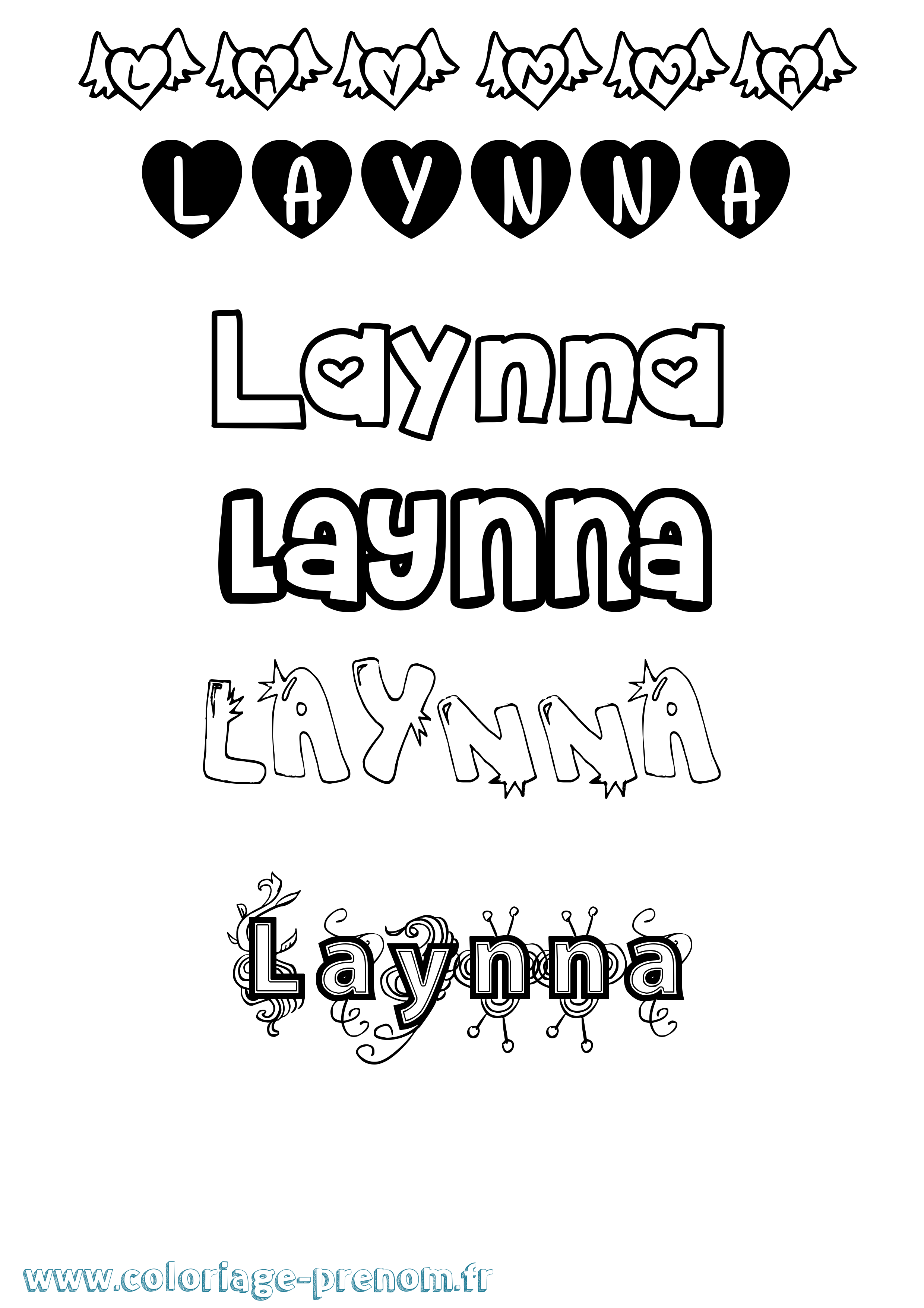 Coloriage prénom Laynna Girly