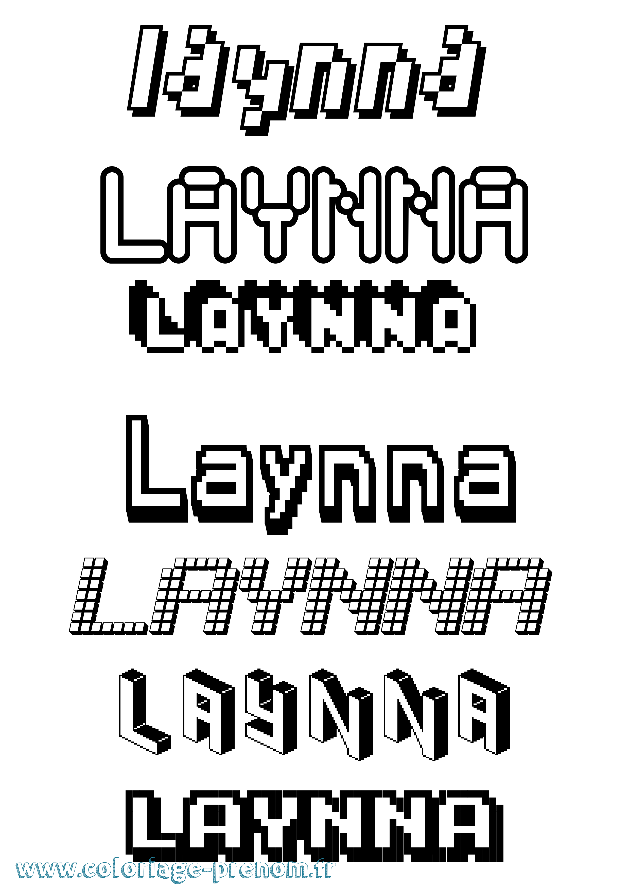 Coloriage prénom Laynna Pixel