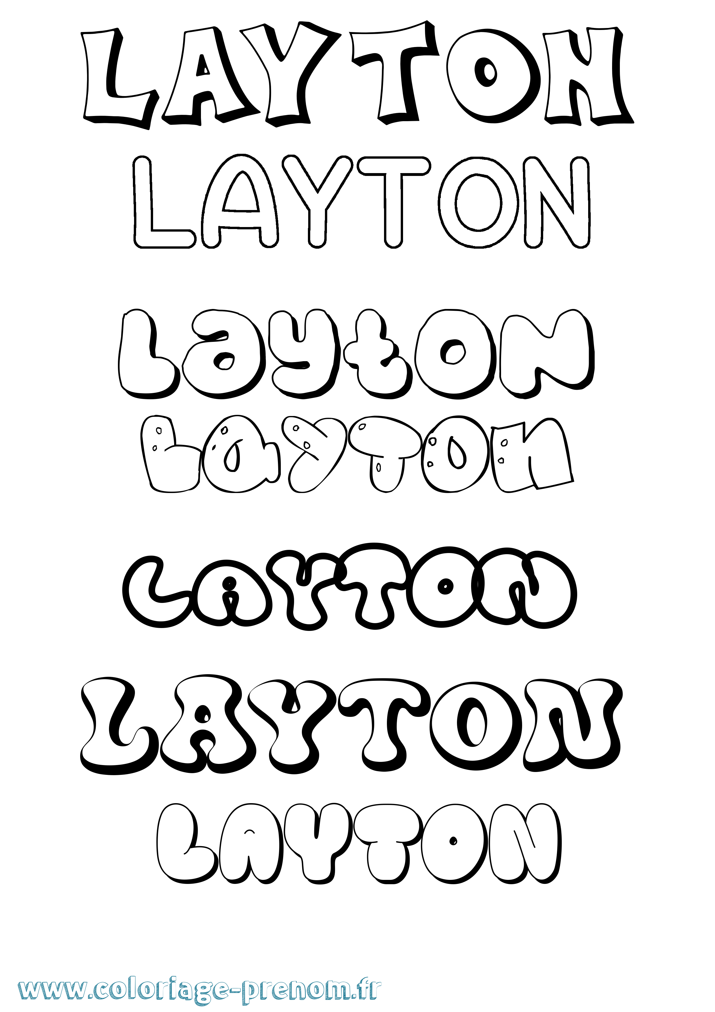 Coloriage prénom Layton Bubble