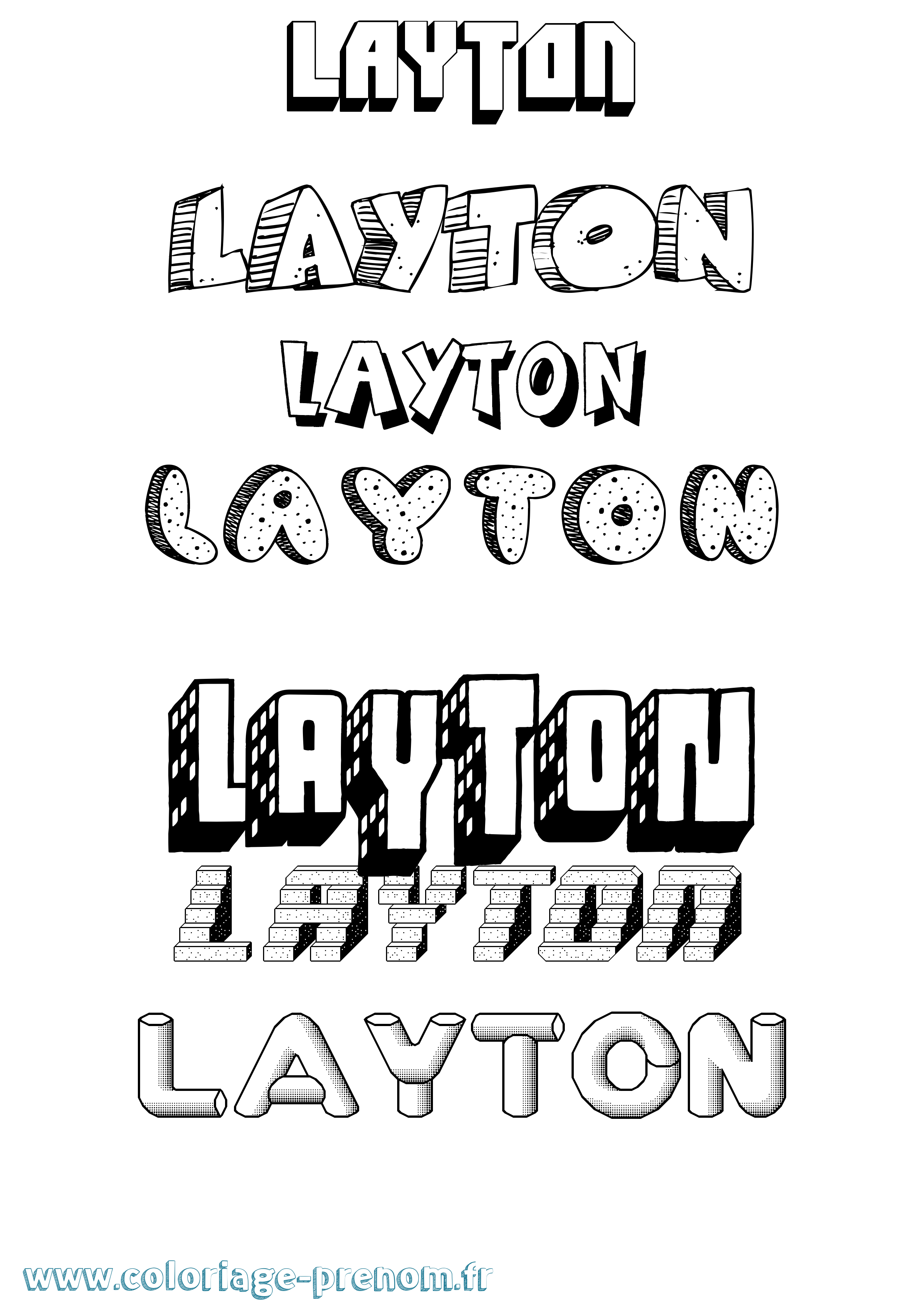 Coloriage prénom Layton Effet 3D