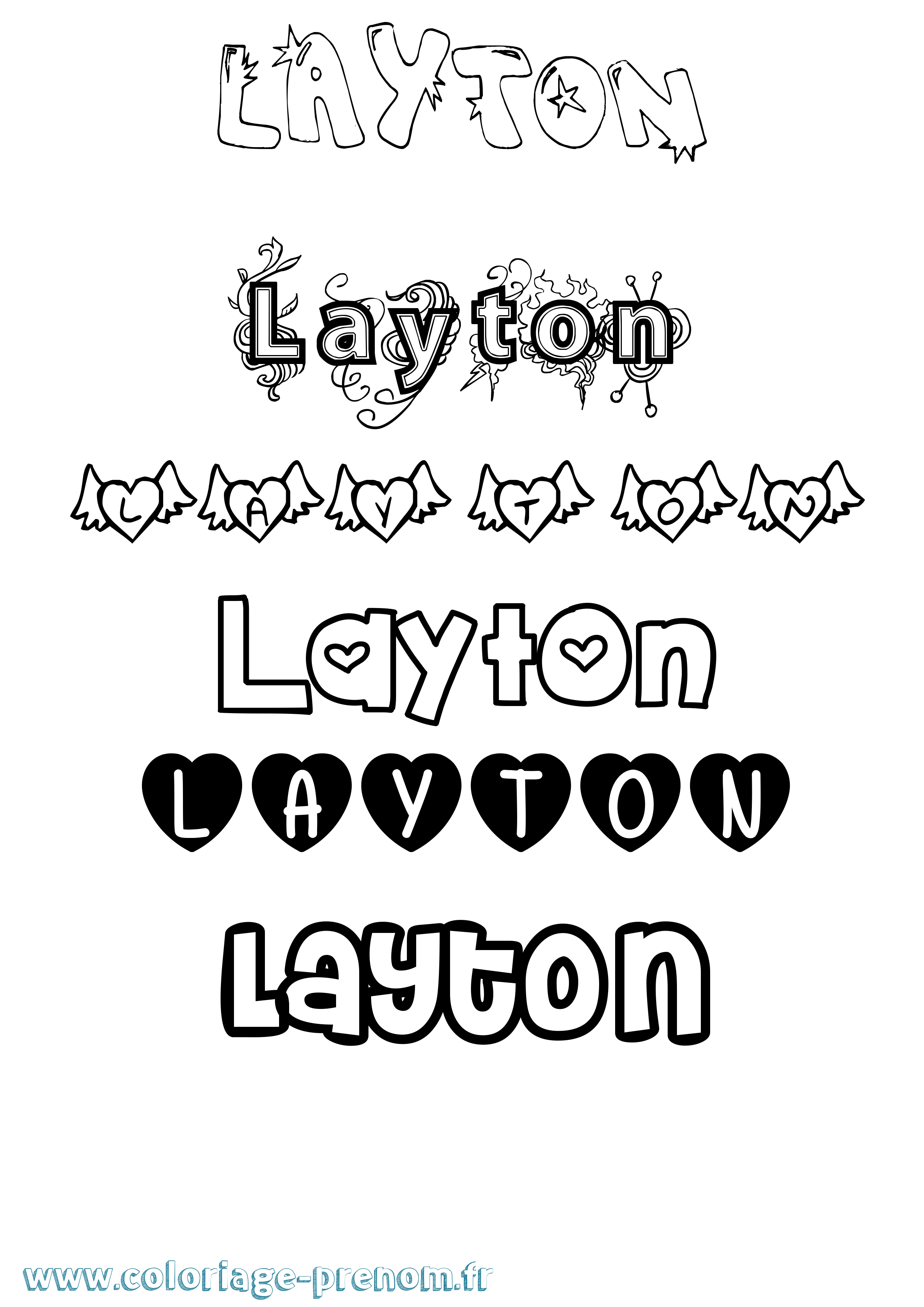 Coloriage prénom Layton Girly
