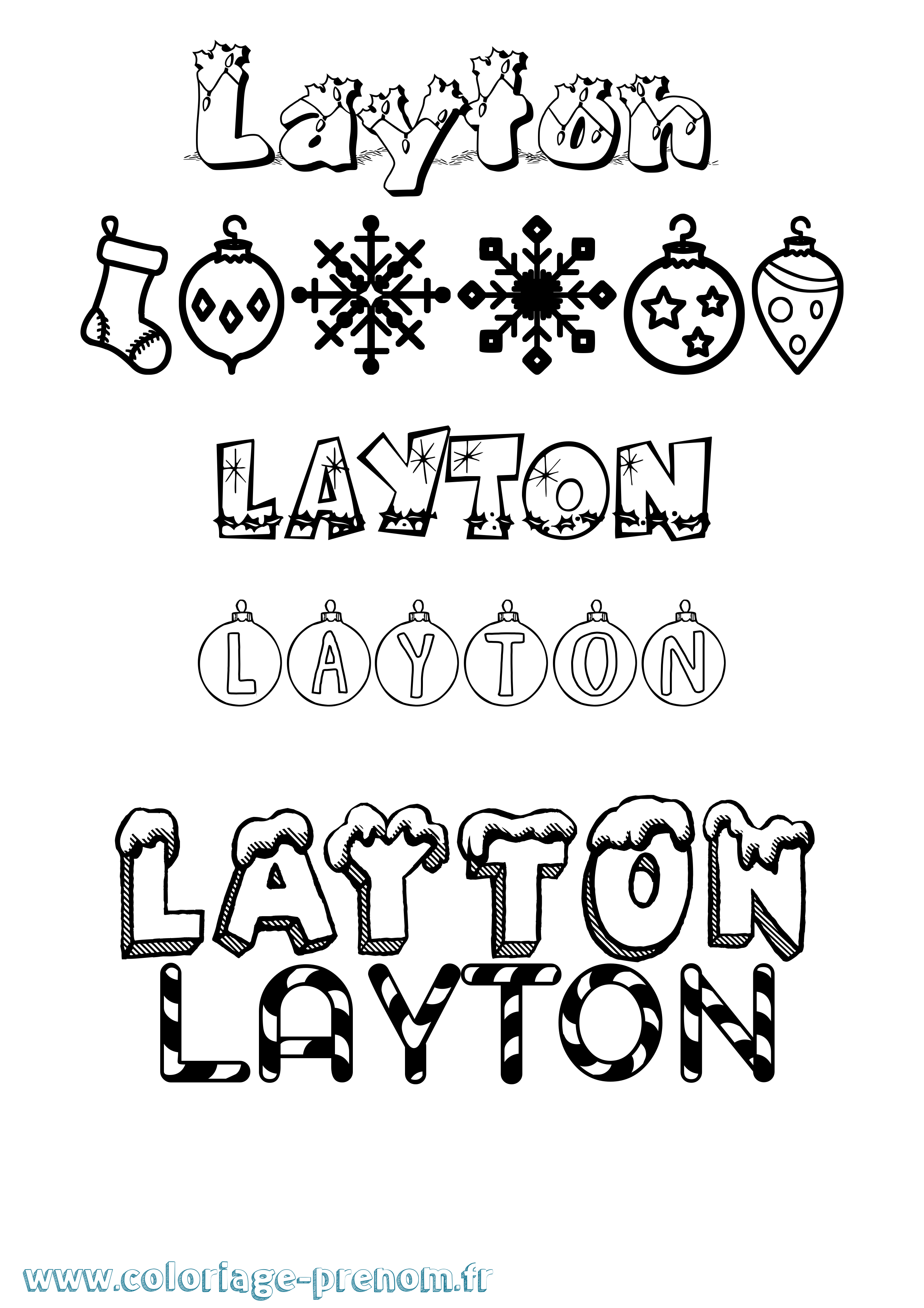 Coloriage prénom Layton Noël