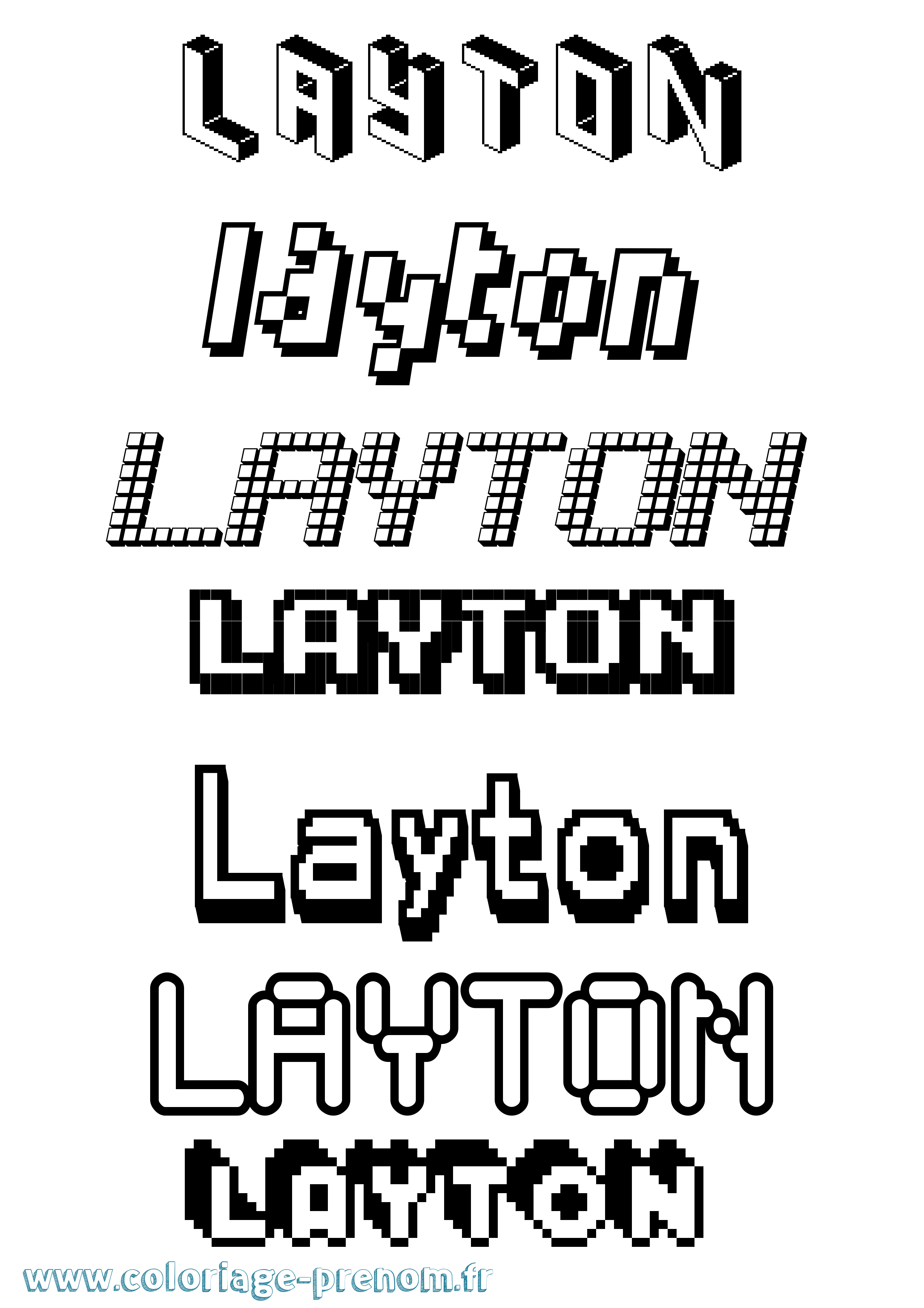 Coloriage prénom Layton Pixel