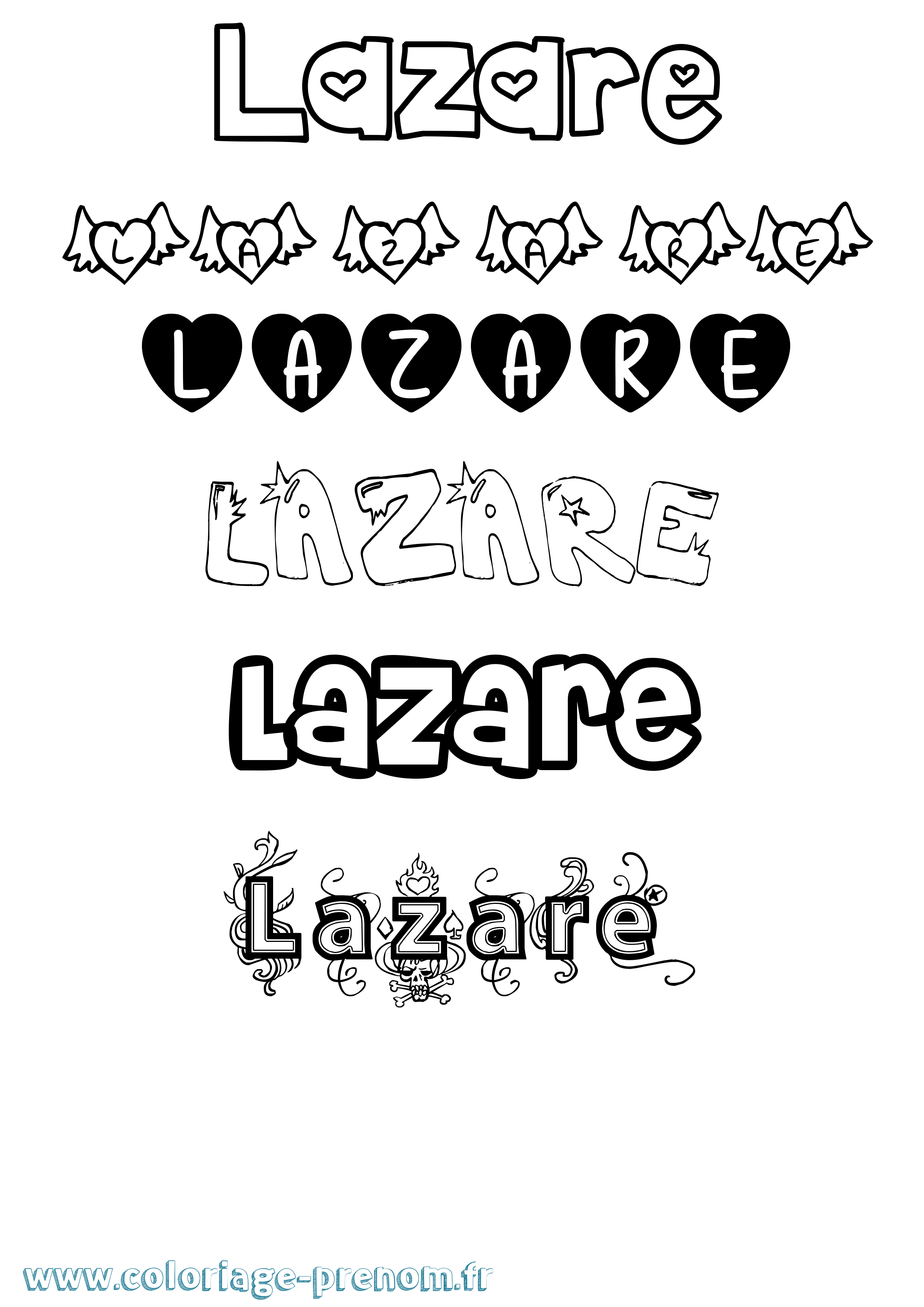 Coloriage prénom Lazare Girly