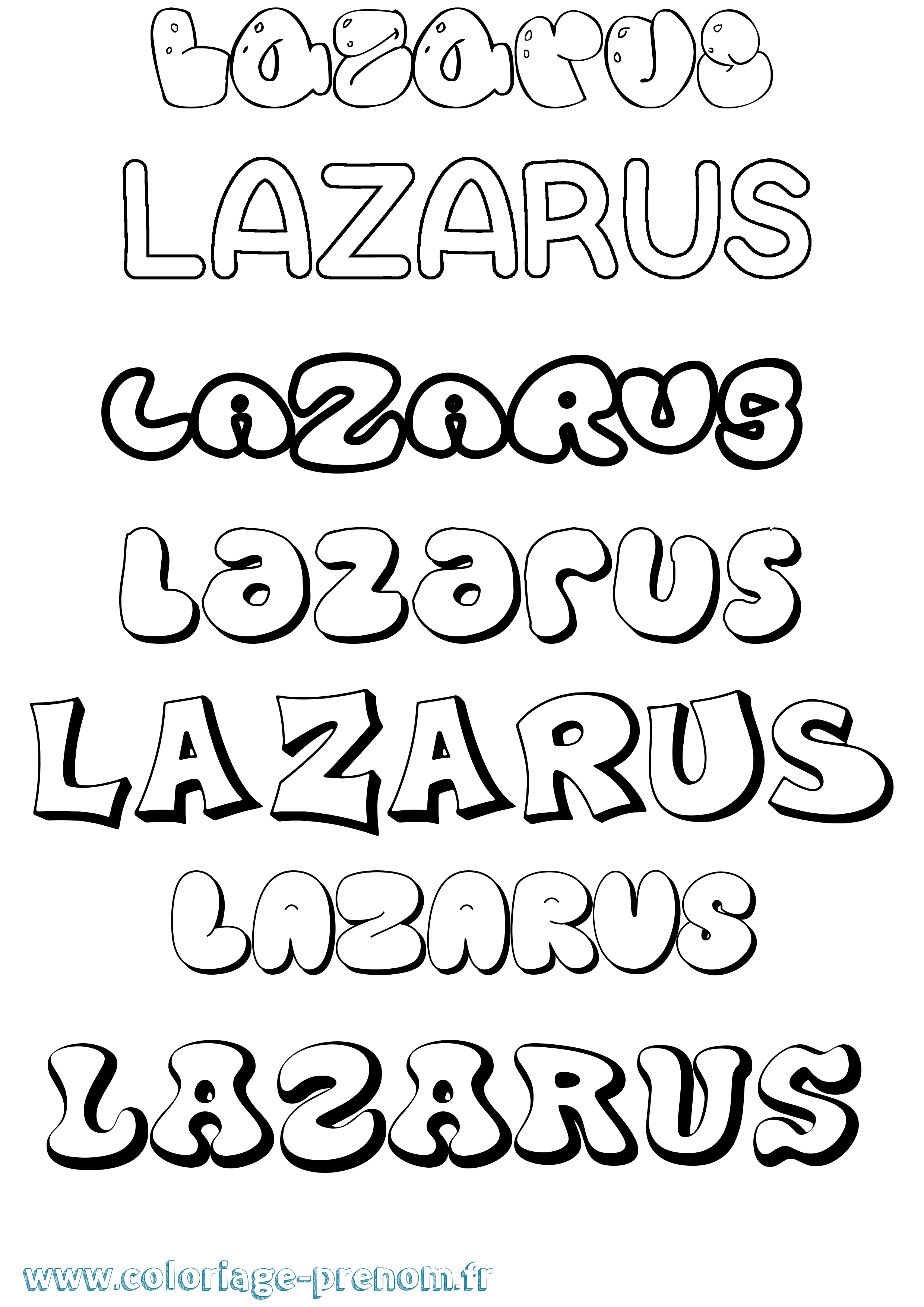 Coloriage Lazarus Bubble Coloriage prénom Lazarus Bubble