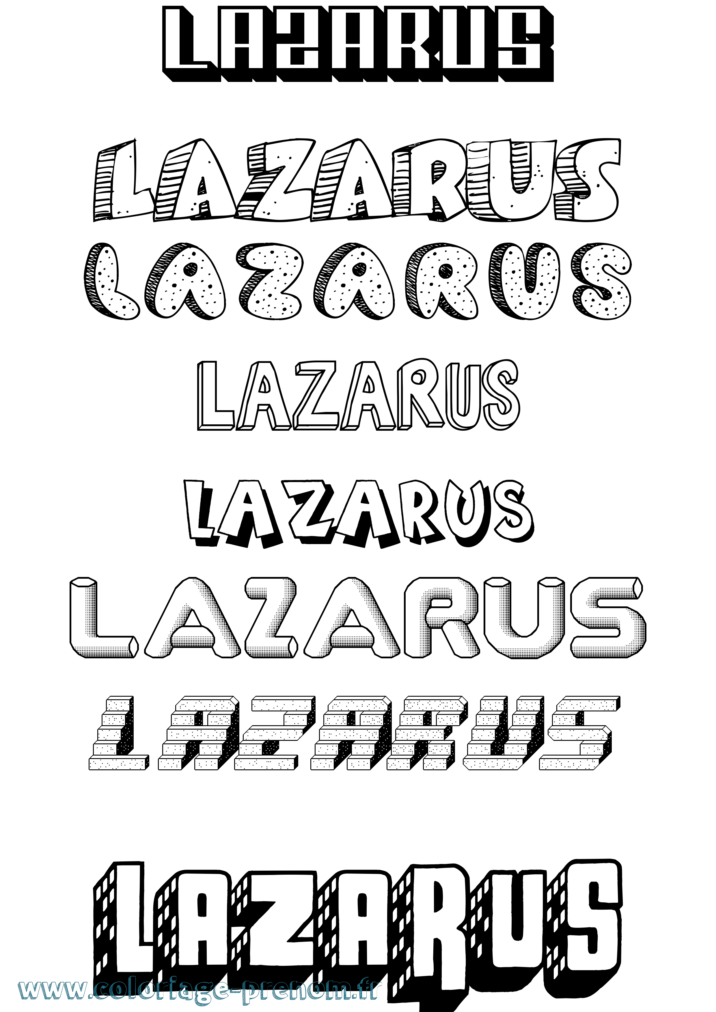 Coloriage Lazarus Effet 3D Coloriage prénom Lazarus Effet 3D