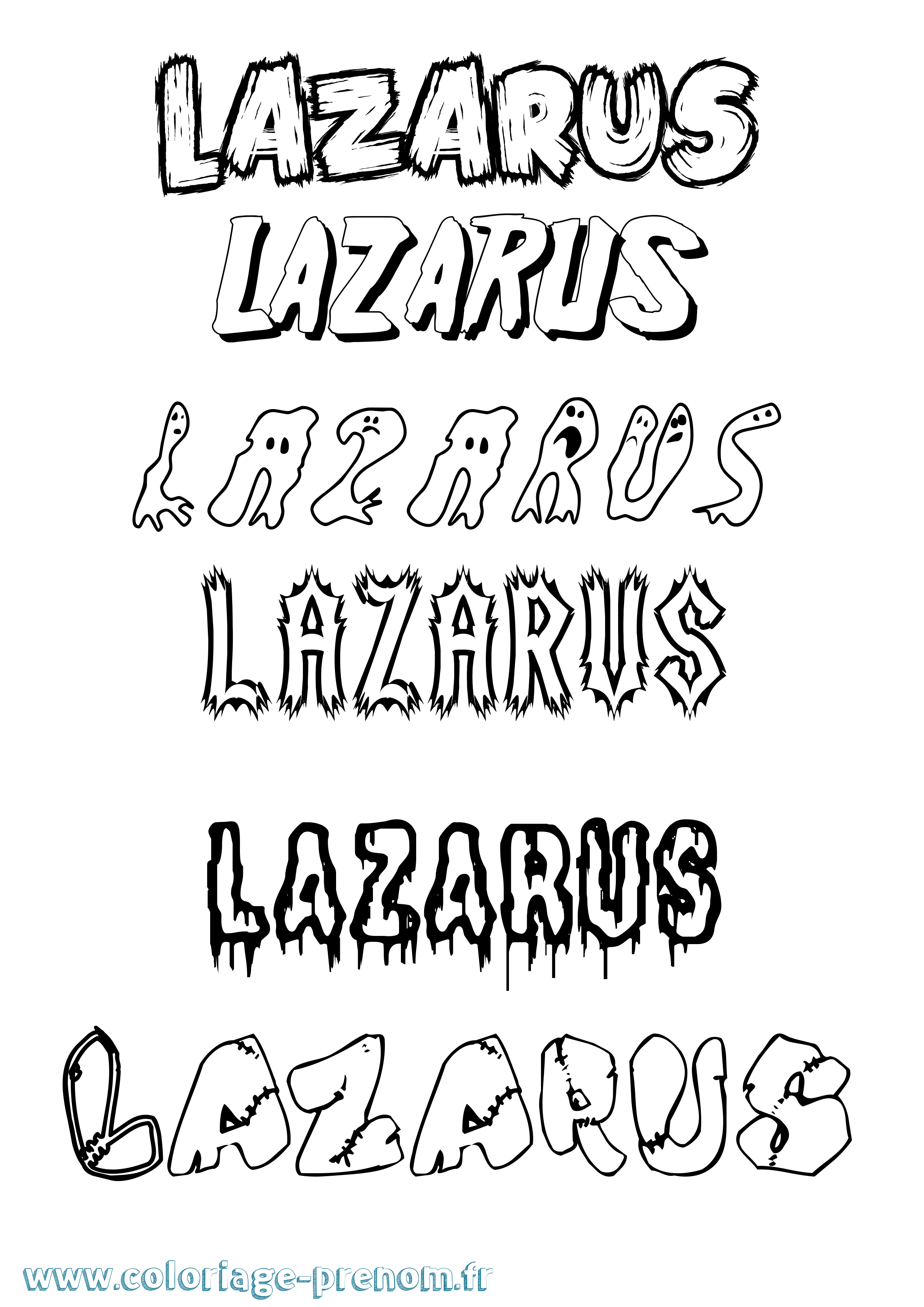 Coloriage Lazarus Frisson Coloriage prénom Lazarus Frisson