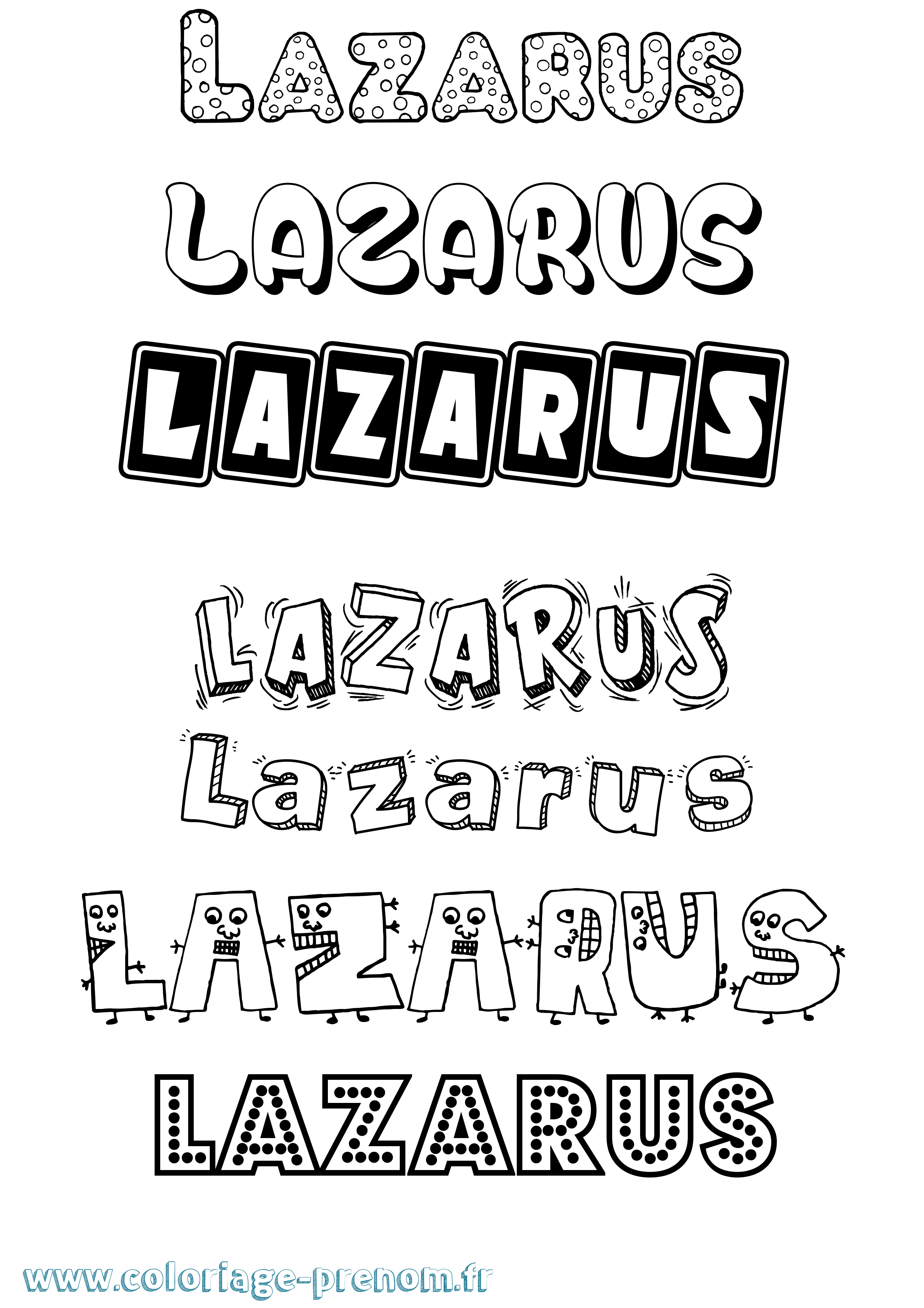 Coloriage Lazarus Fun Coloriage prénom Lazarus Fun