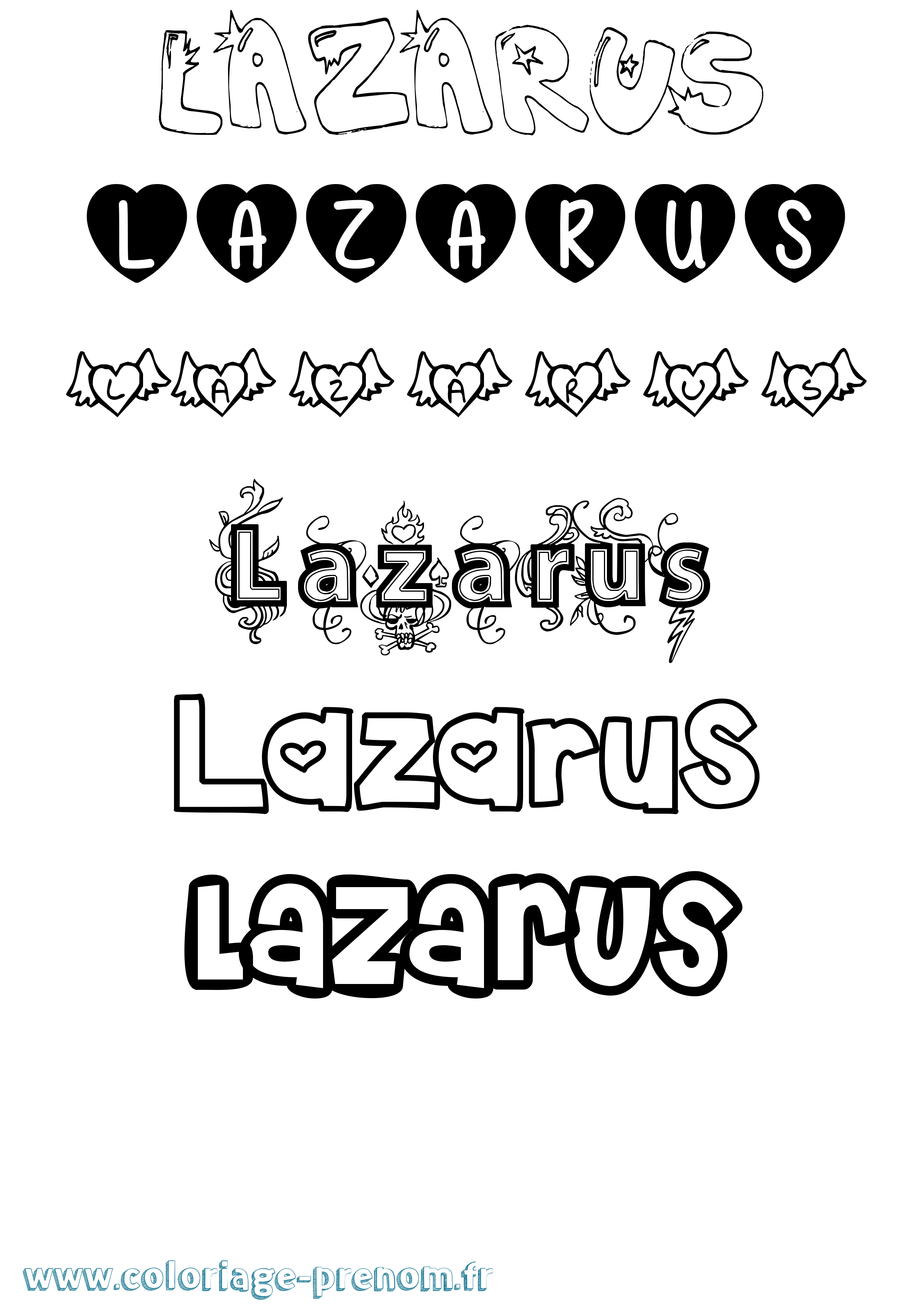 Coloriage Lazarus Girly Coloriage prénom Lazarus Girly