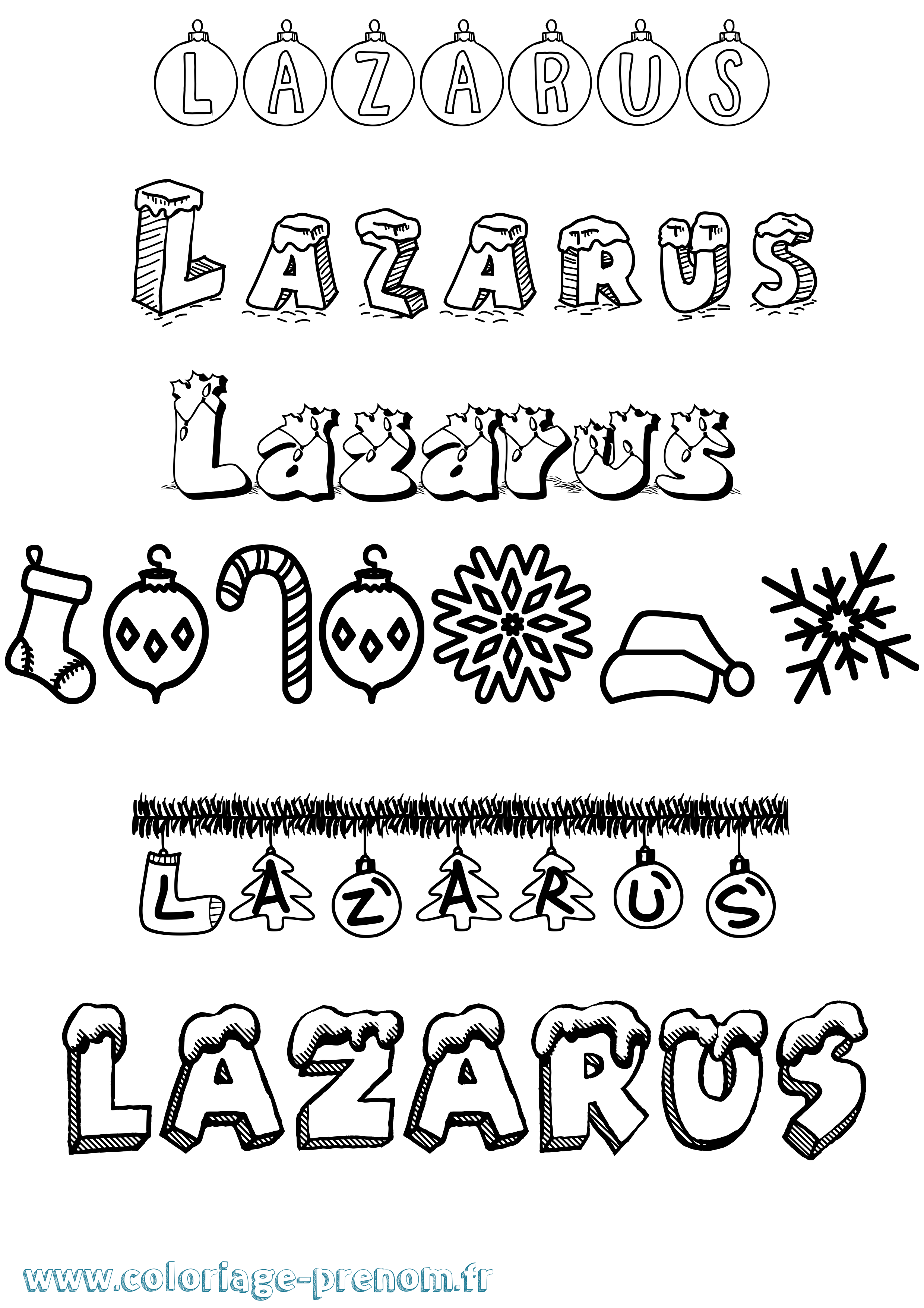Coloriage Lazarus Noël Coloriage prénom Lazarus Noël