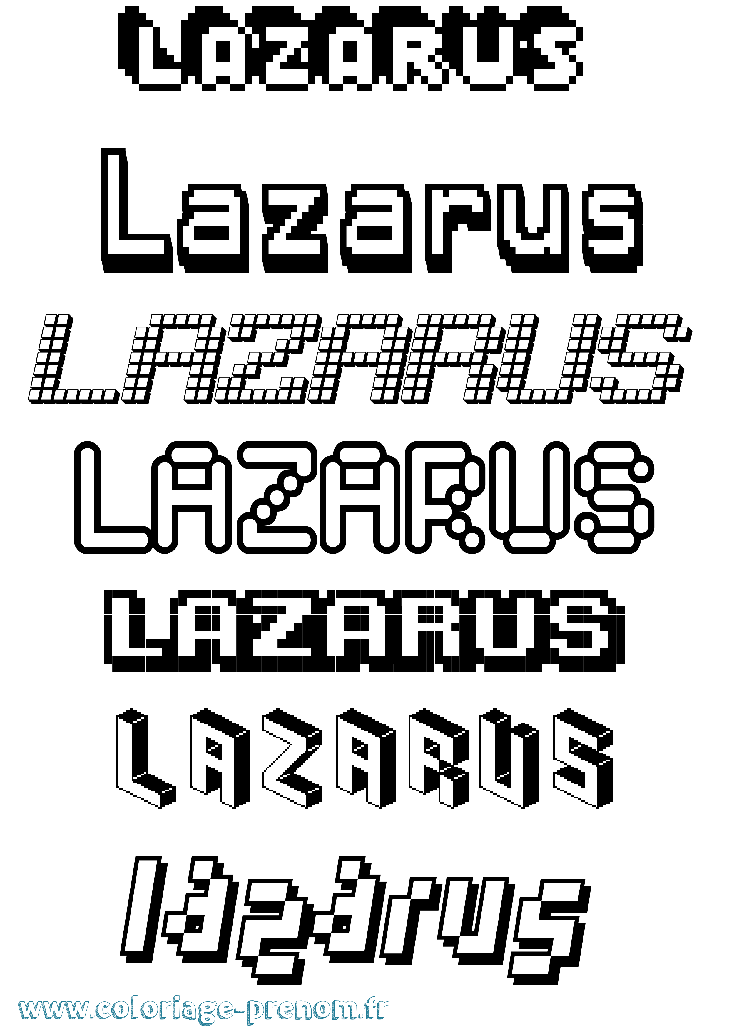 Coloriage Lazarus Pixel Coloriage prénom Lazarus Pixel