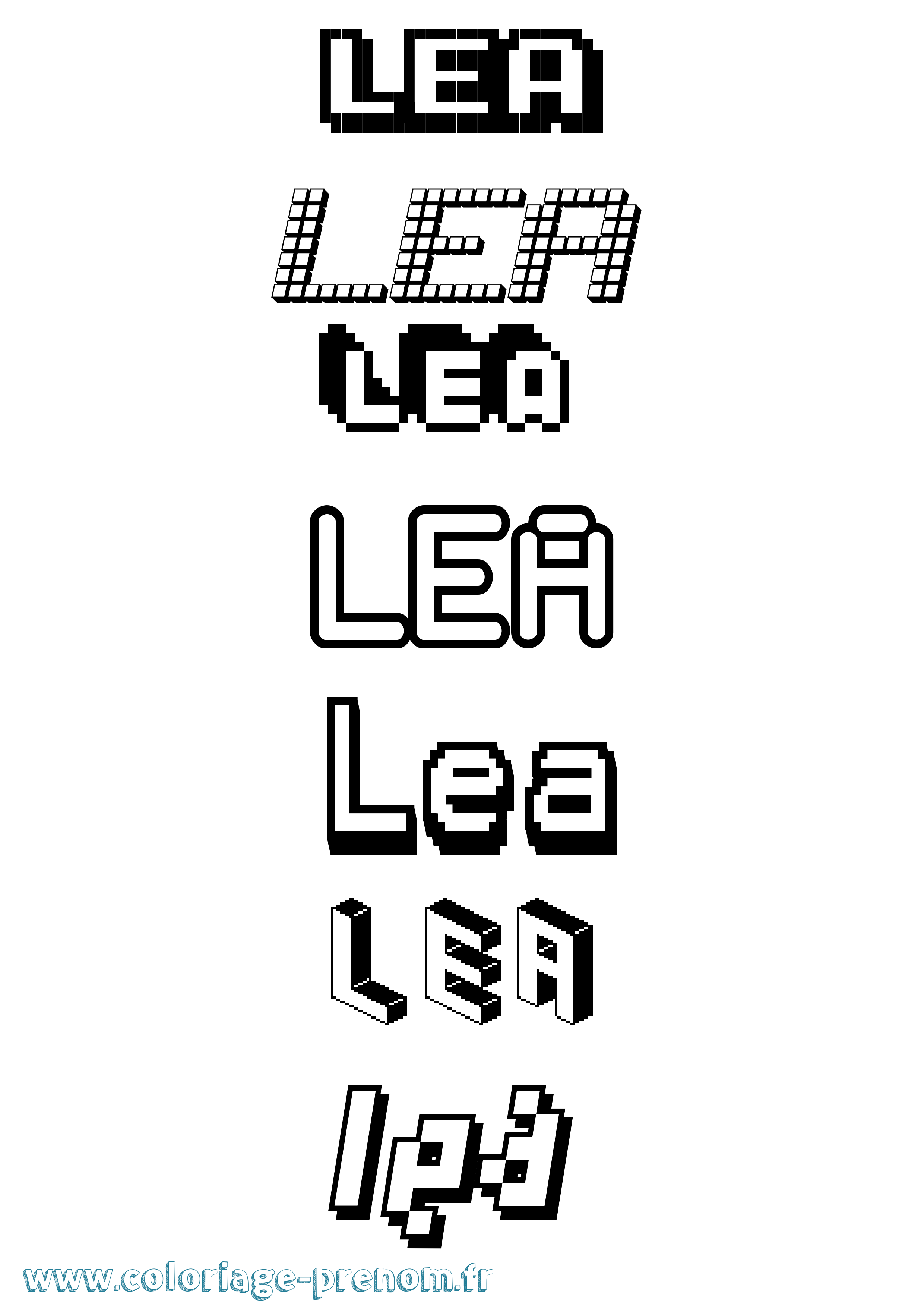 Coloriage prénom Lea Pixel