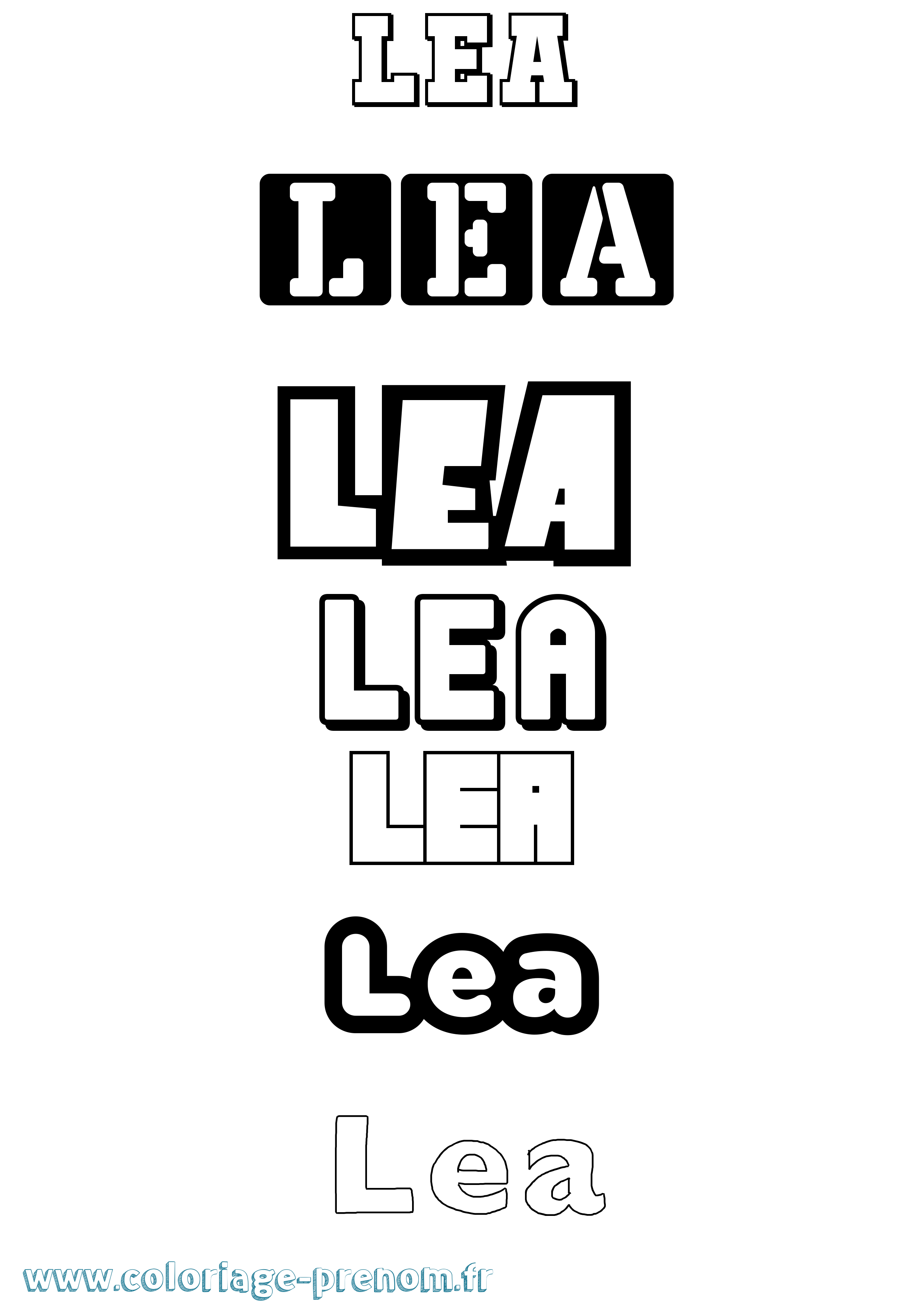 Coloriage prénom Lea Simple