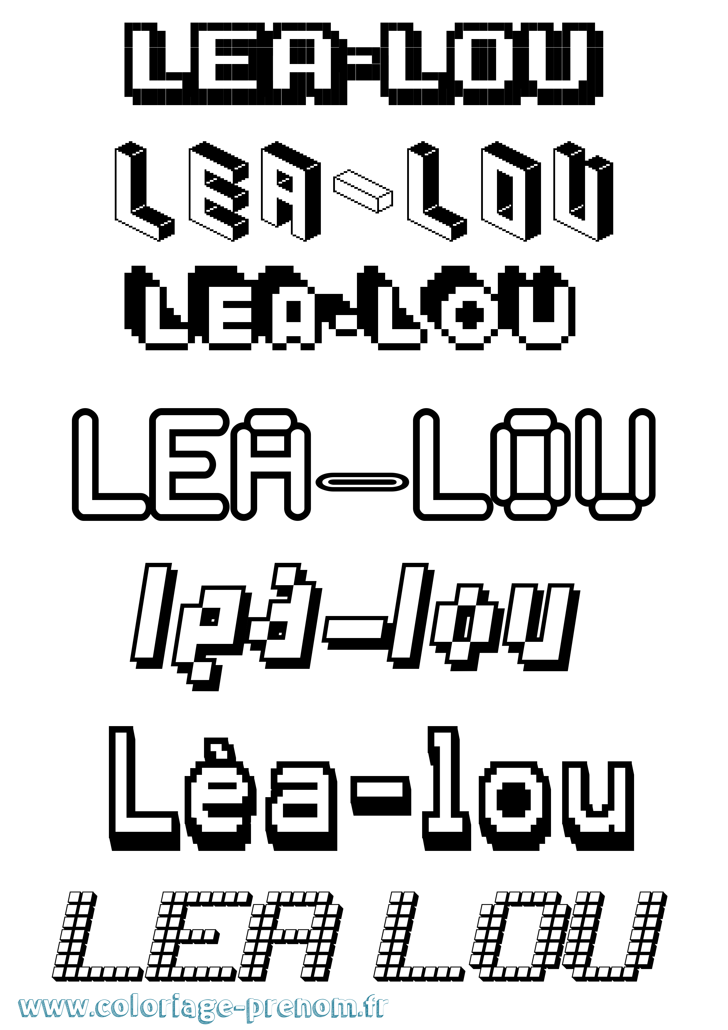 Coloriage prénom Léa-Lou Pixel