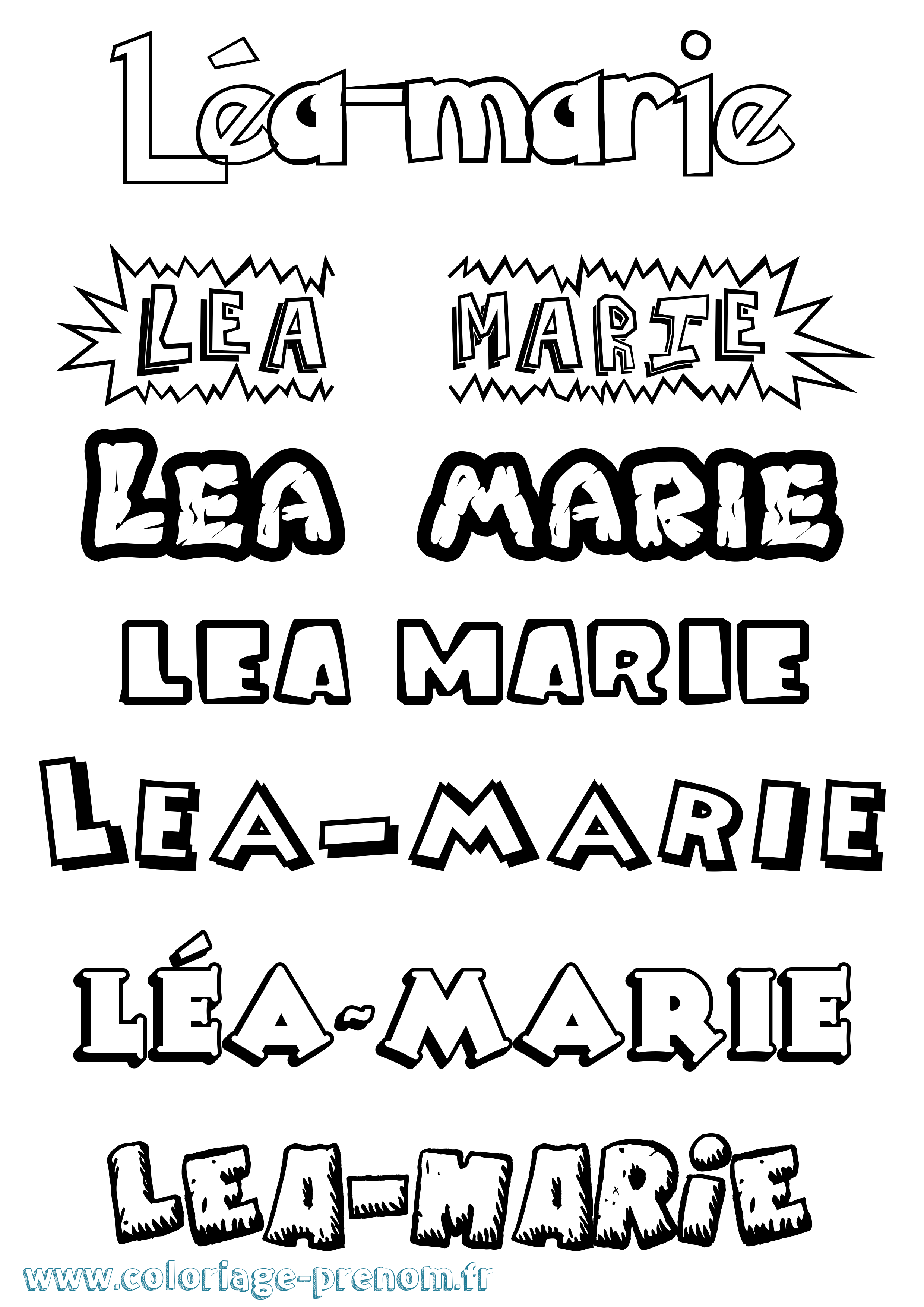 Coloriage prénom Léa-Marie Dessin Animé