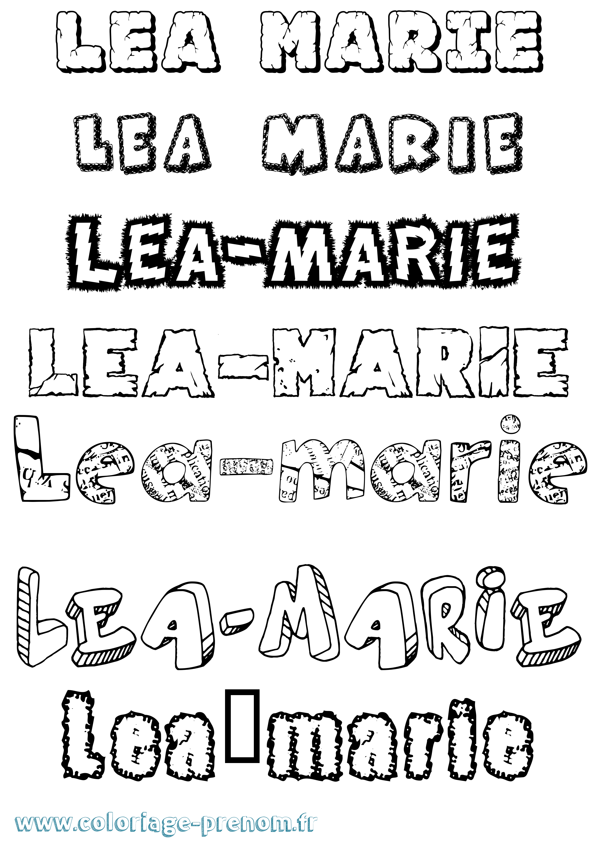 Coloriage prénom Léa-Marie Destructuré