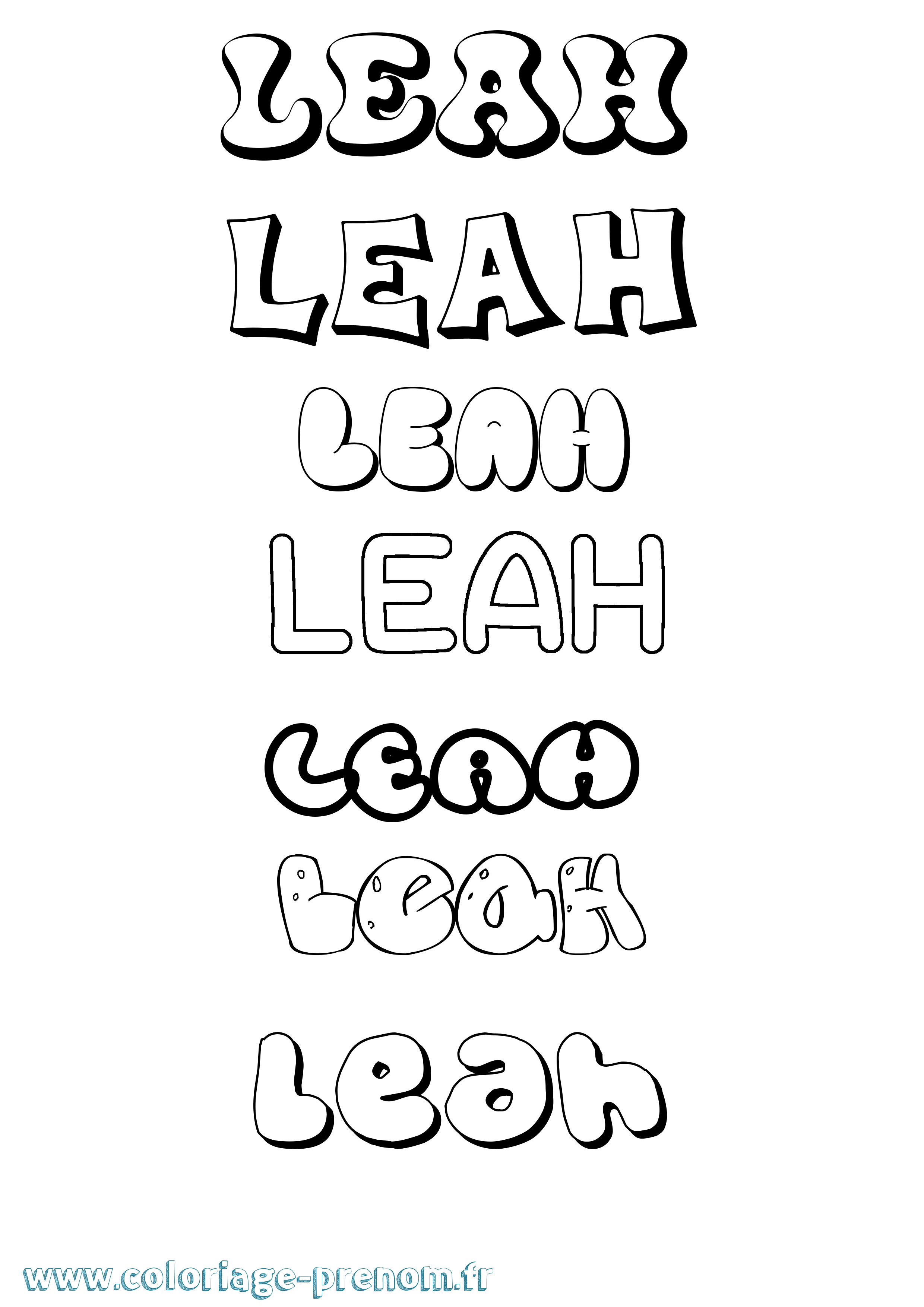 Coloriage Leah Bubble Coloriage prénom Leah Bubble