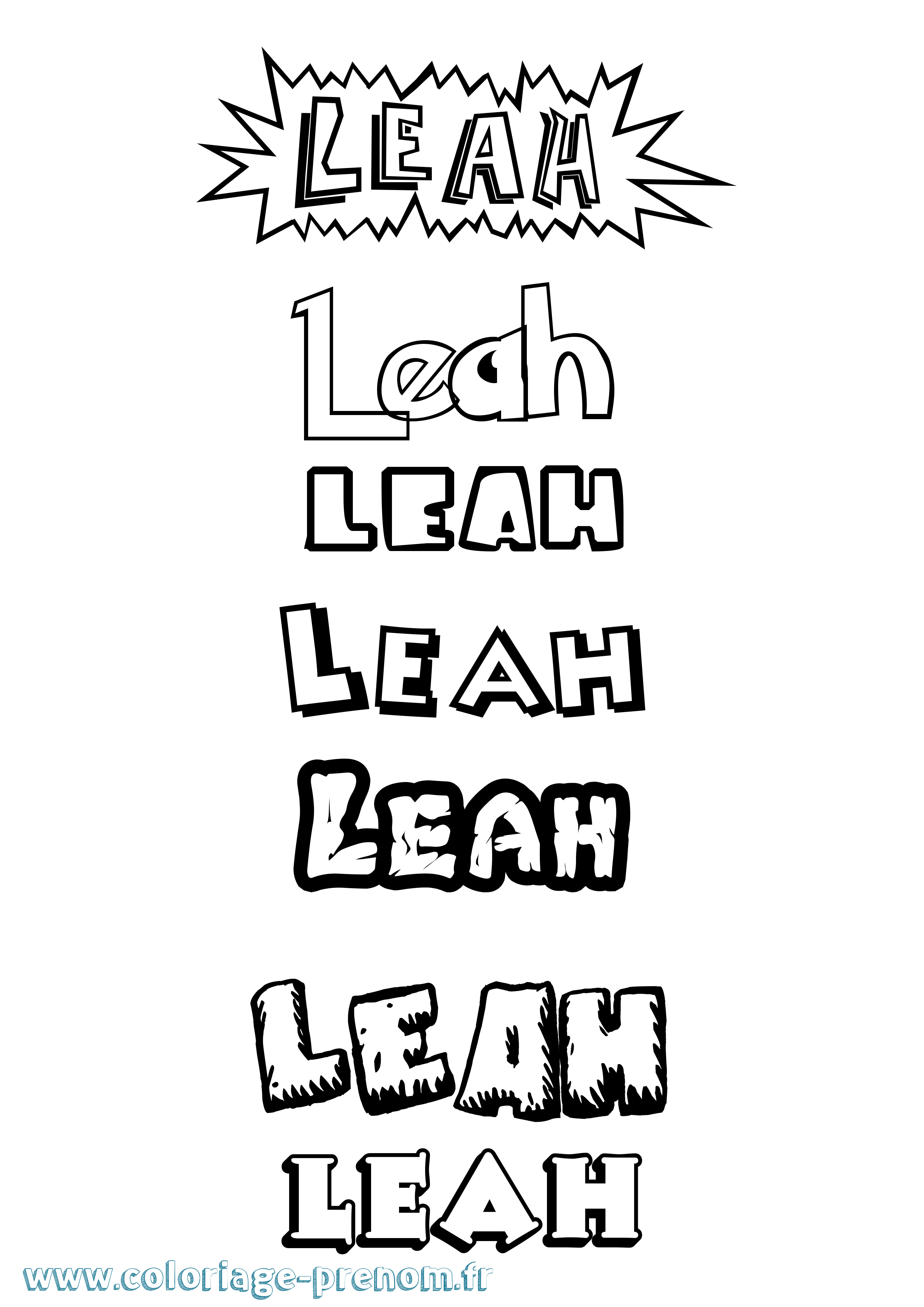 Coloriage Leah Dessin Animé Coloriage prénom Leah Dessin Animé