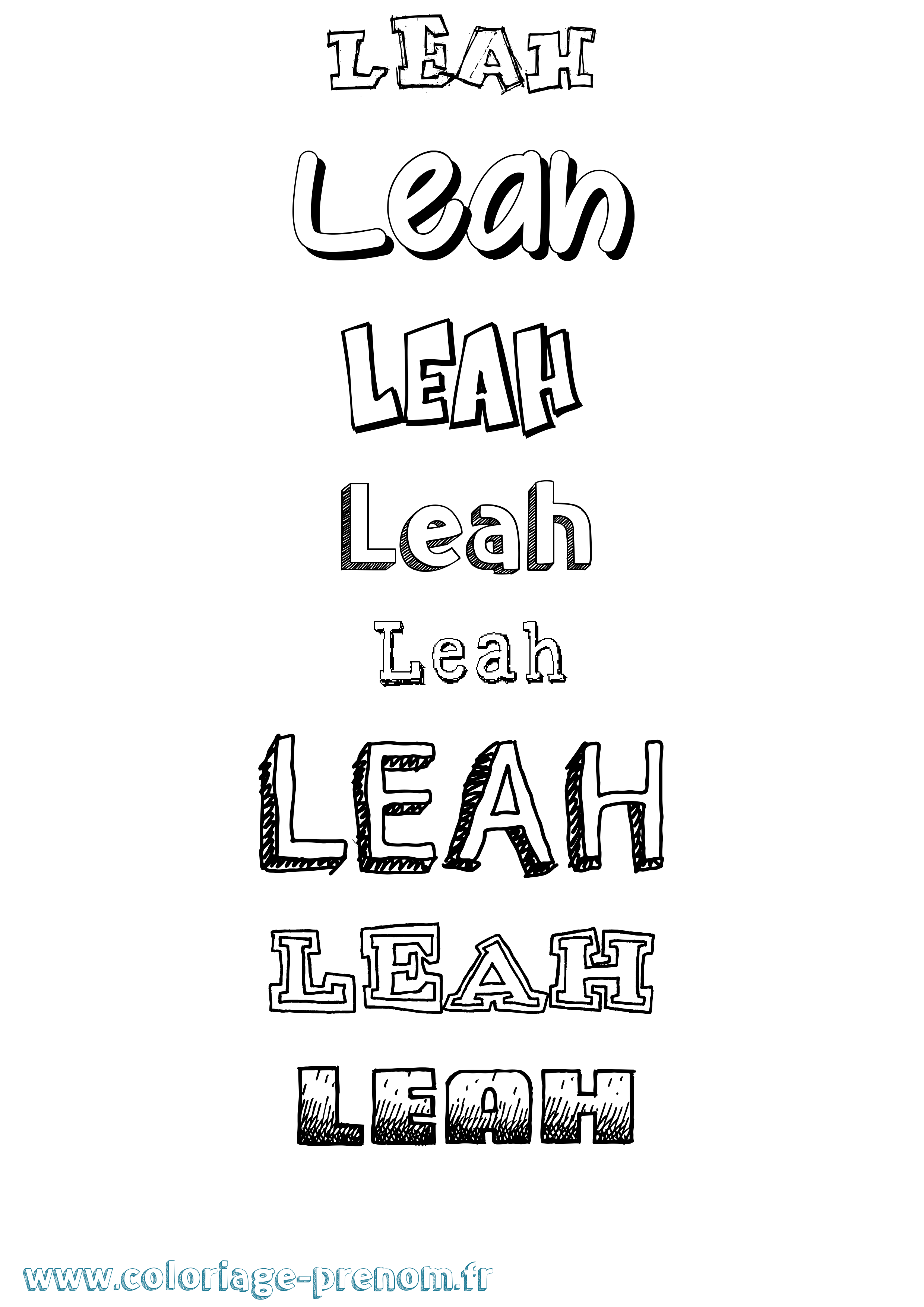 Coloriage prénom Leah Dessiné