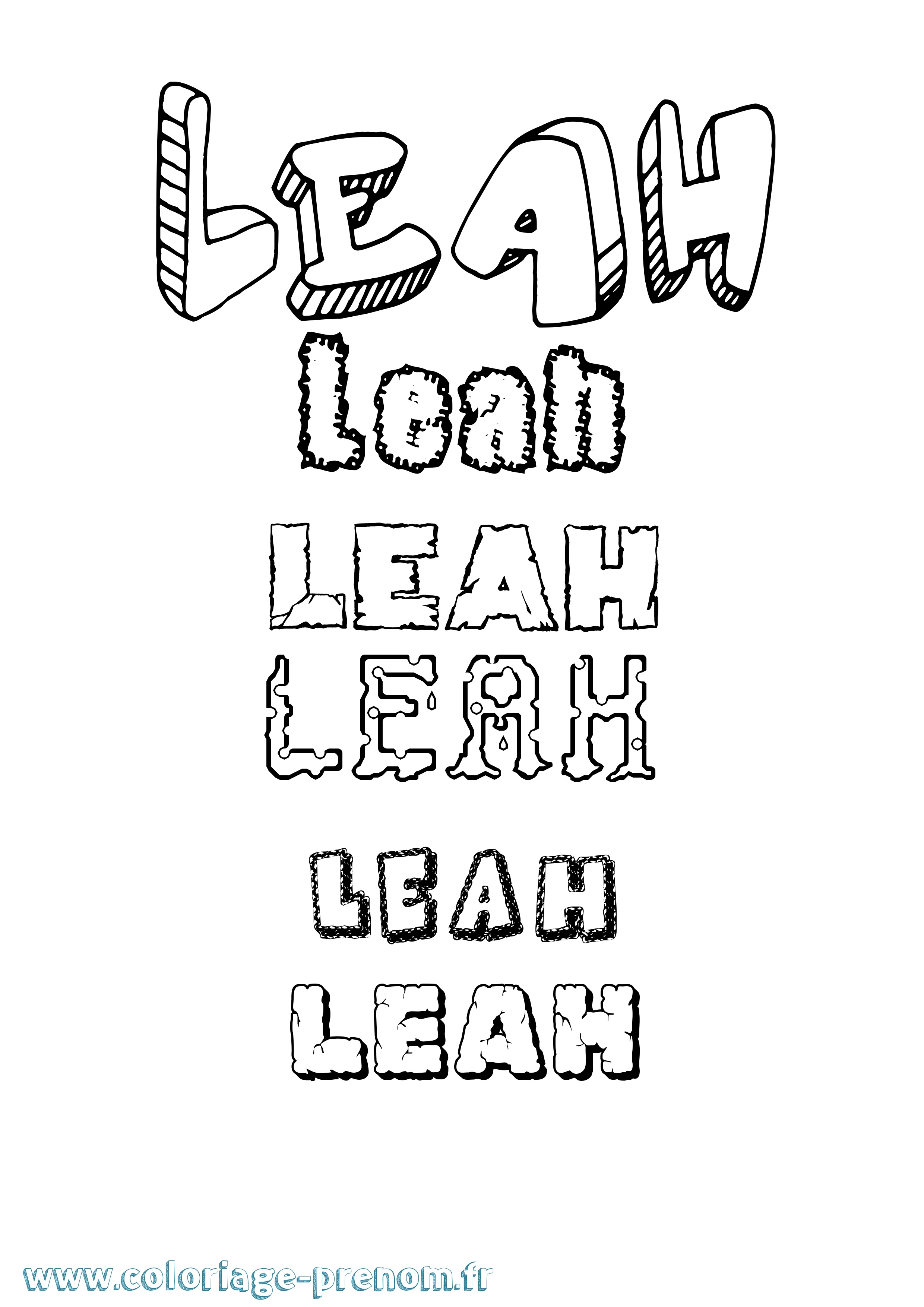 Coloriage prénom Leah Destructuré