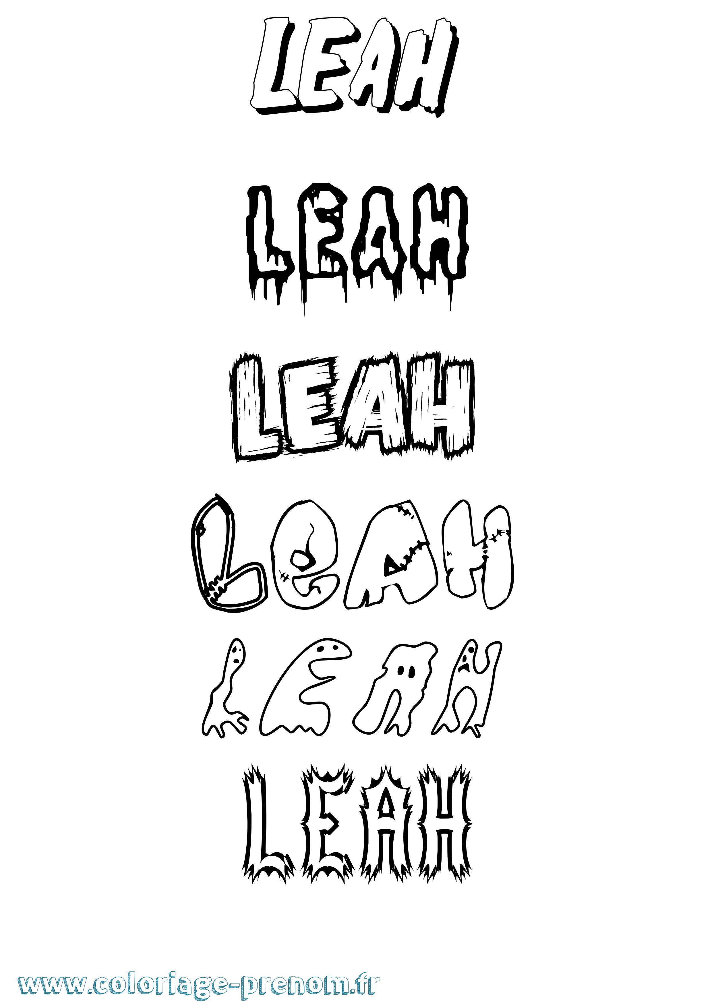 Coloriage prénom Leah Frisson