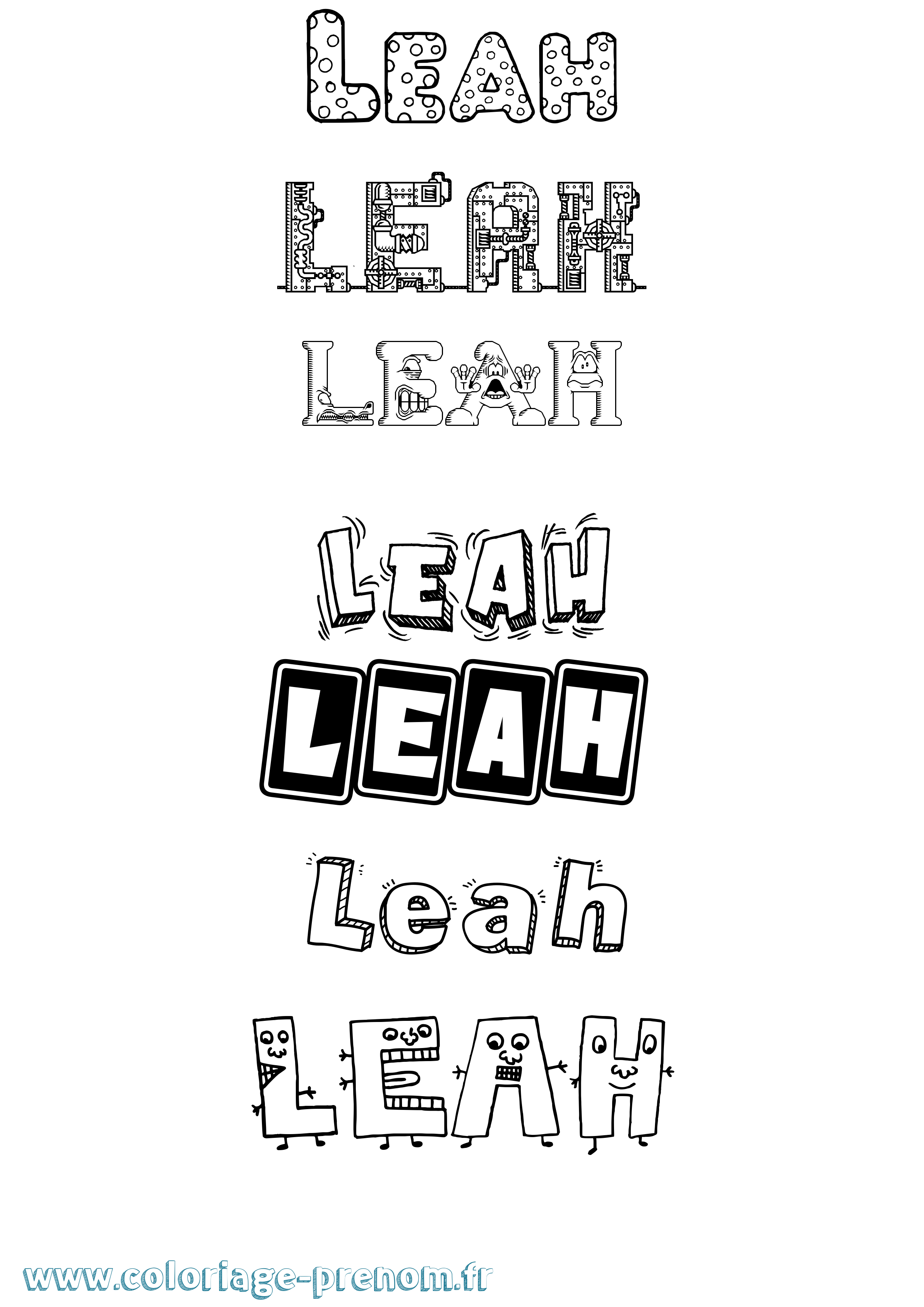 Coloriage Leah Fun Coloriage prénom Leah Fun